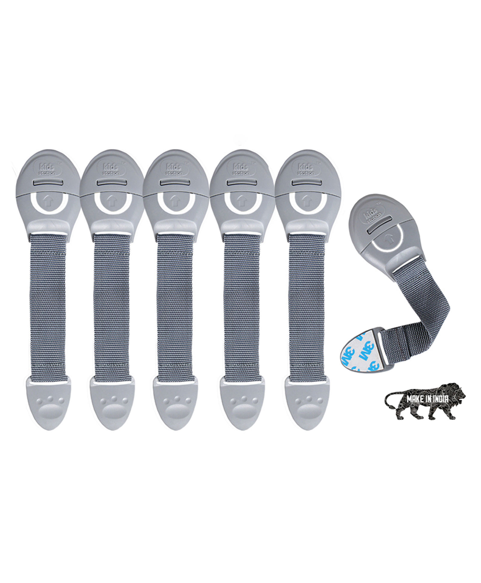 Kids Station Baby Safety Nylon Drawer Locks - Strong and Adhesive Child / Toddler / Infants Safety Locks for Drawers, Cabinets, Fridge and Cupboard - Baby Proofing Product - With 3M Adhesive Tape - Pack of 6 (Grey)-picture-22
