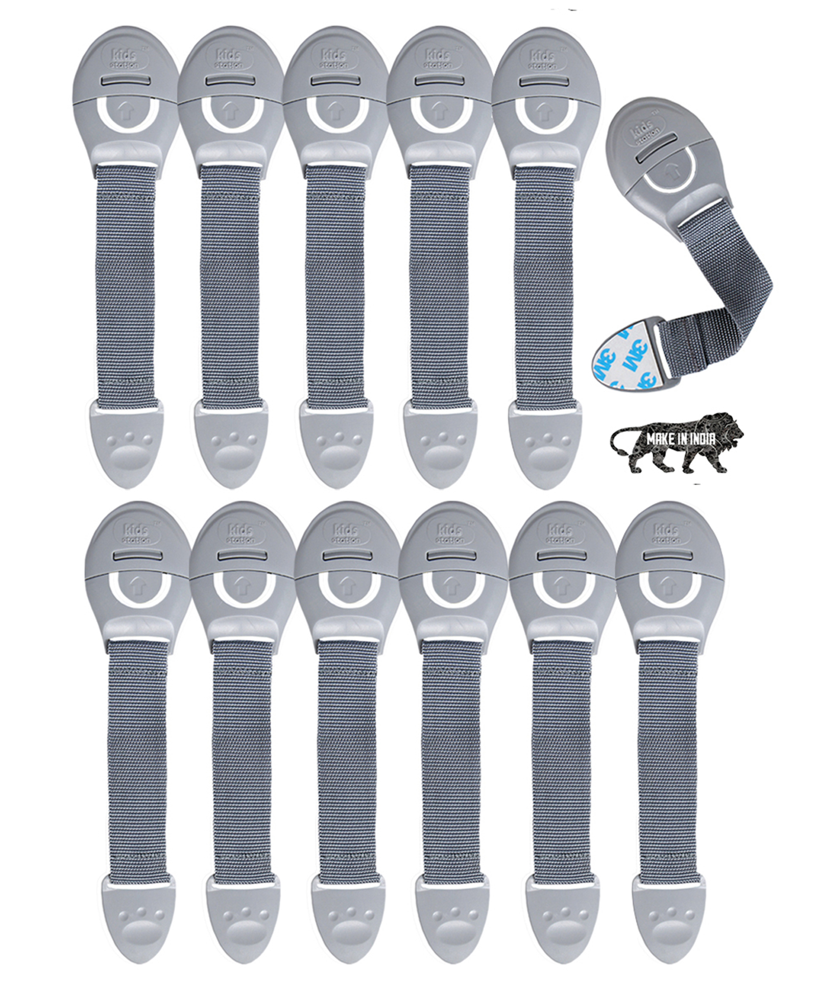 Kids Station Furniture Safety Locks for Baby Safety - Strong and Adhesive Child/Toddler/Infants Safety Locks for Drawers, Cabinets, Fridge and Cupboard - Baby Proofing Product - Pack of 12 (Grey)-picture-28