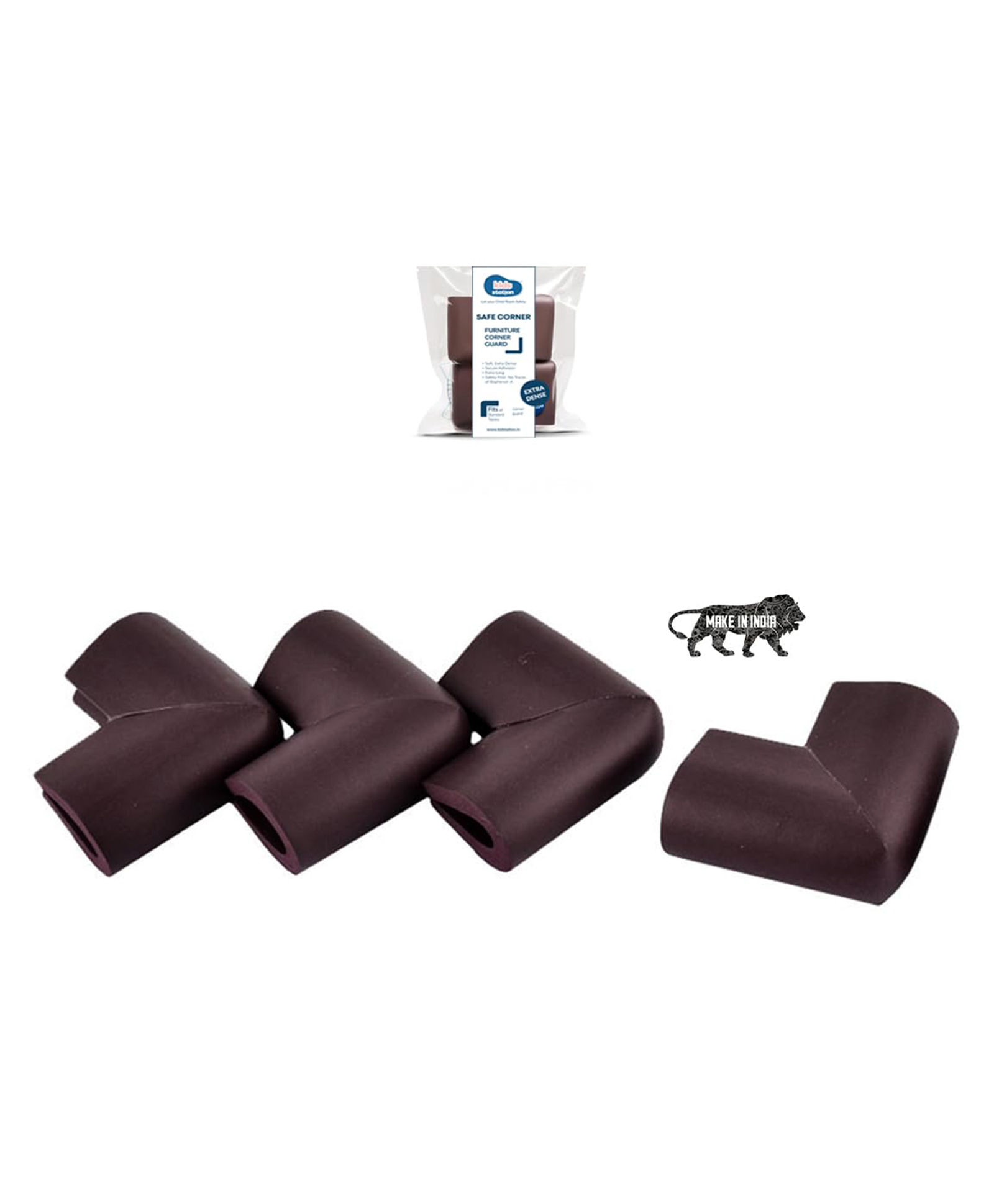 Kids Station U-Shaped Corner Protector Sharp Edge - Babyproof Foam Protectors for Sharp Corners - Cushion for Glass Table and Thin Table Tops - Child Proofing - Pack of 4 (Brown)-image-18