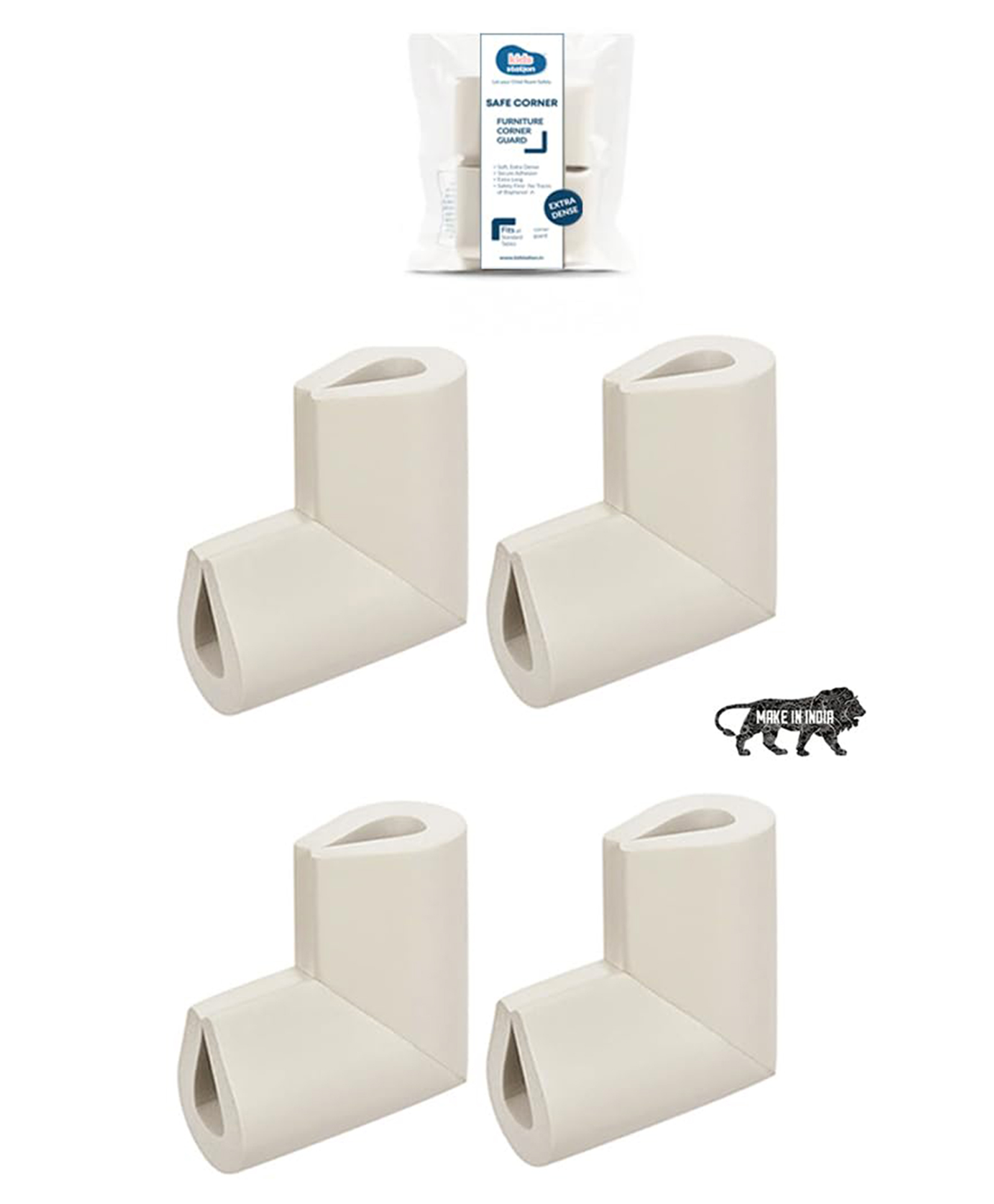 Kids Station U-Shaped Corner Protector Sharp Edge - Babyproof Foam Protectors for Sharp Corners - Cushion for Glass Table and Thin Table Tops - Child Proofing - Pack of 4 (Off-White)-image-18