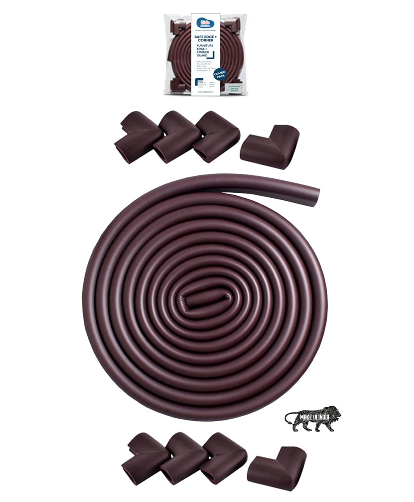 Kids Station Furniture Edge Guard and Corner Protector Combo Packs - Pre-Taped Corner Guards, Non-Toxic - Baby Proofing & Child Safety - 5m Edge Guard, Pack of 8 Corner Guards - U shaped, Thick 3cm (Brown)-image-31