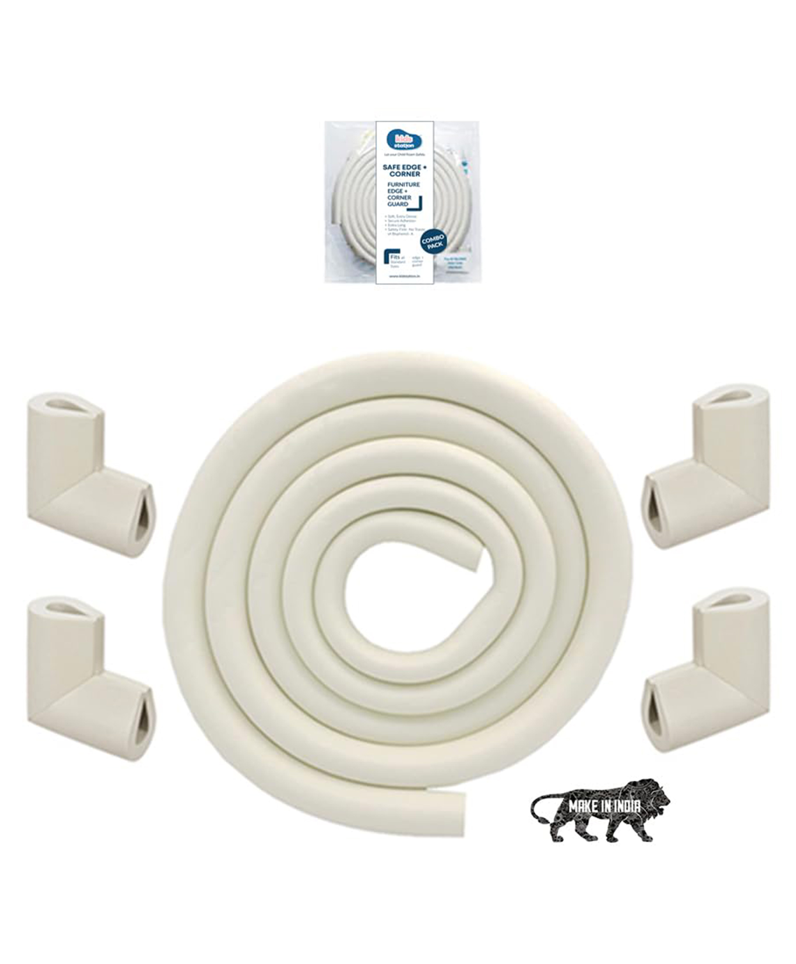 Kids Station Furniture Edge Guard and Corner Protector Combo Packs - Pre-Taped Corner Guards, Non-Toxic - Baby Proofing & Child Safety - 2m Edge Guard, Pack of 4 Corner Guards - U shaped, Thick 3cm (Off-White)-image-25