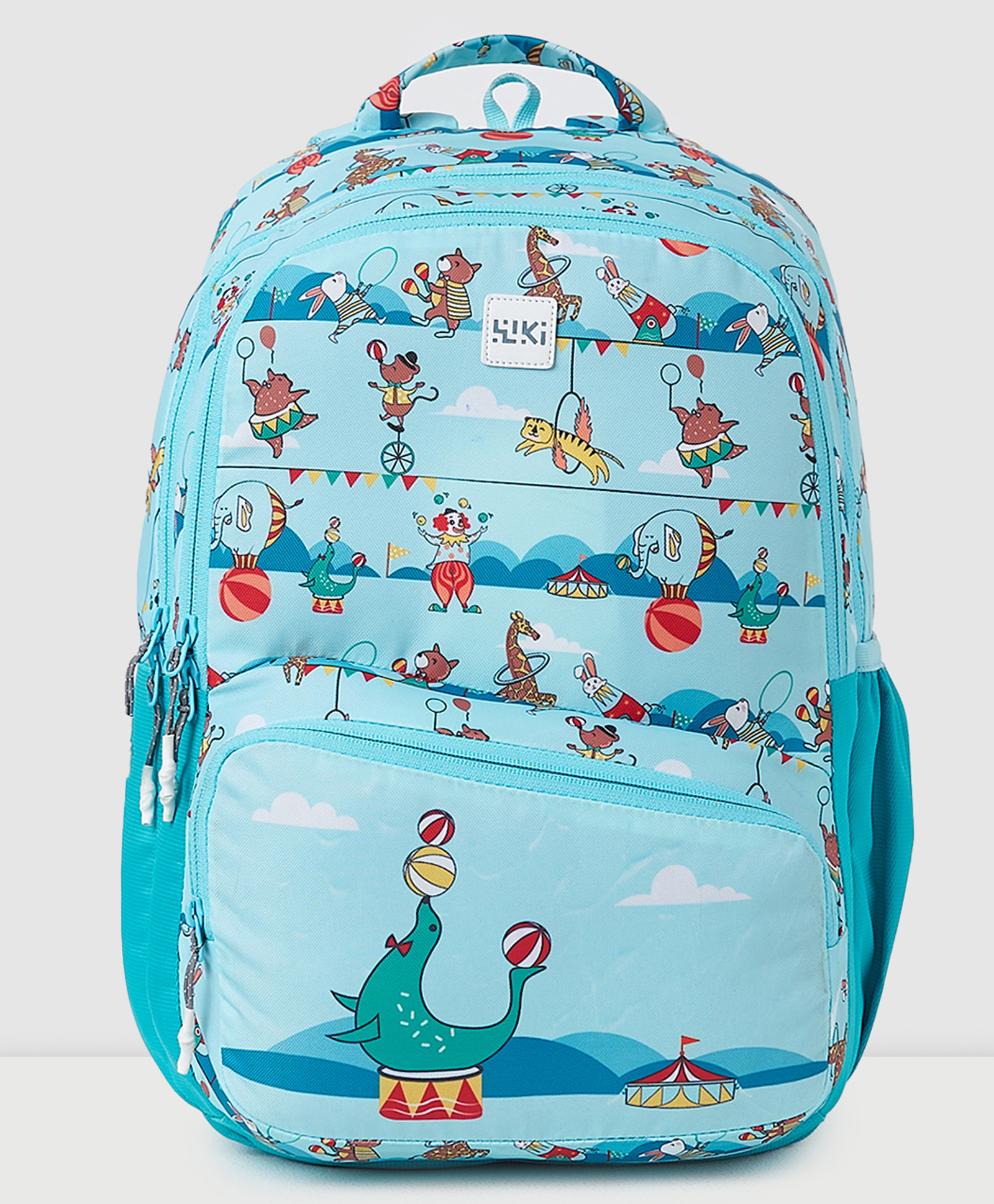 Wildcraft Champ Backpack With Circus Print Light Blue - Height 16 Inches