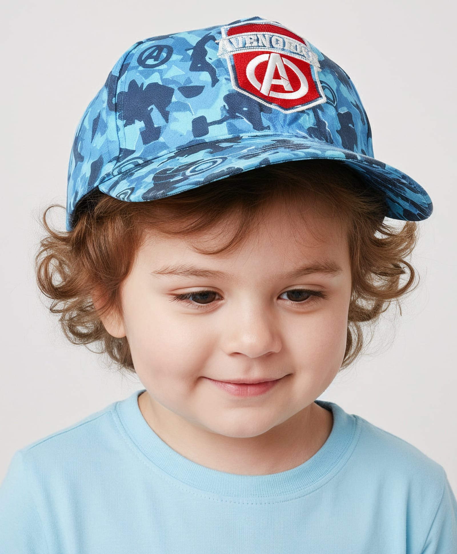 Pine kids Marvel Cotton Woven Cap With Avengers Print Blue - Diameter 19 cm