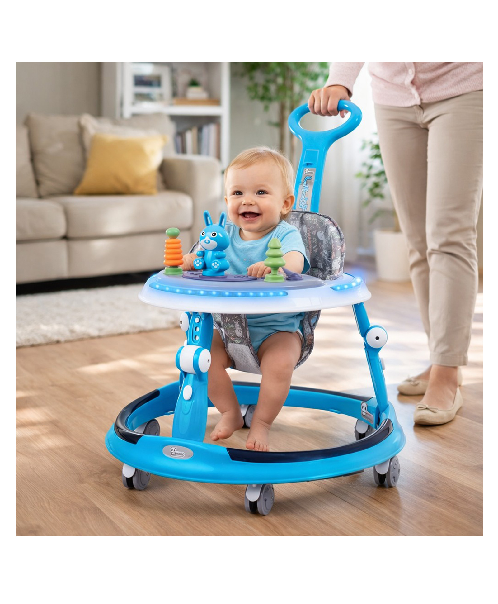 JoyRide Platinum Baby Walker 6-24 Months | Adjustment Walker for Kids Boy and Girl with Integrated RGB Lights, Switchable Food & Musical Toy Tray Activity Walker-picture-7