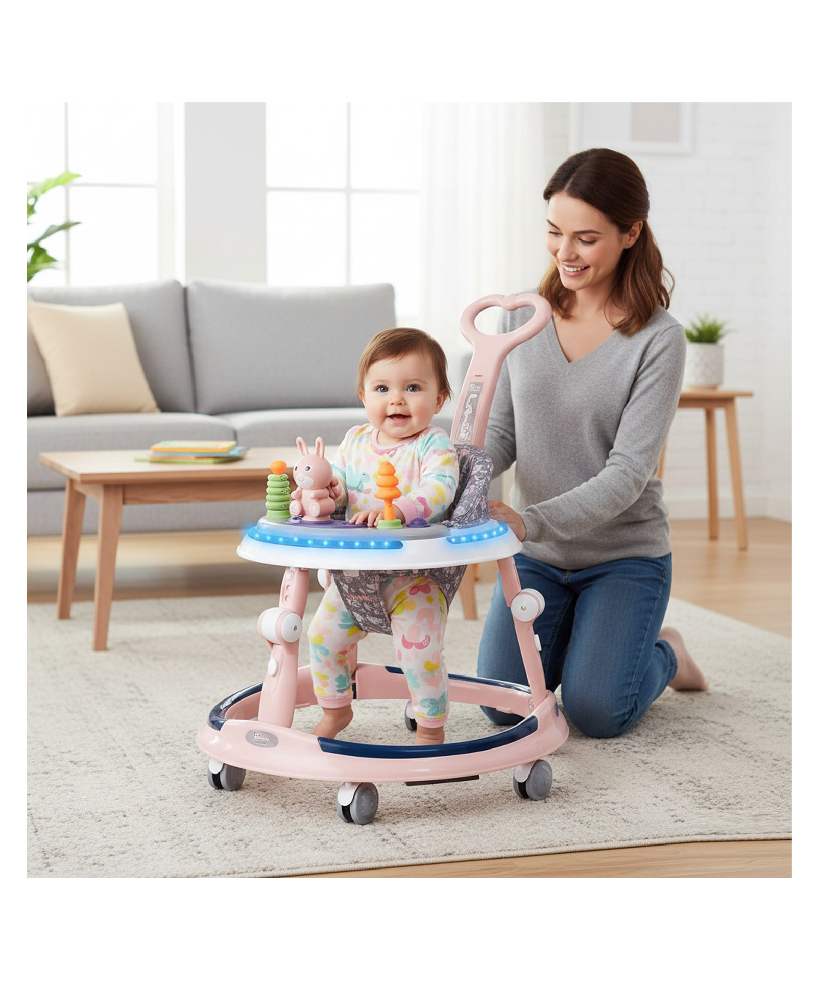 JoyRide Platinum Baby Walker 6-24 Months | Adjustment Walker for Kids Boy and Girl with Integrated RGB Lights, Switchable Food & Musical Toy Tray Activity Walker-picture-18