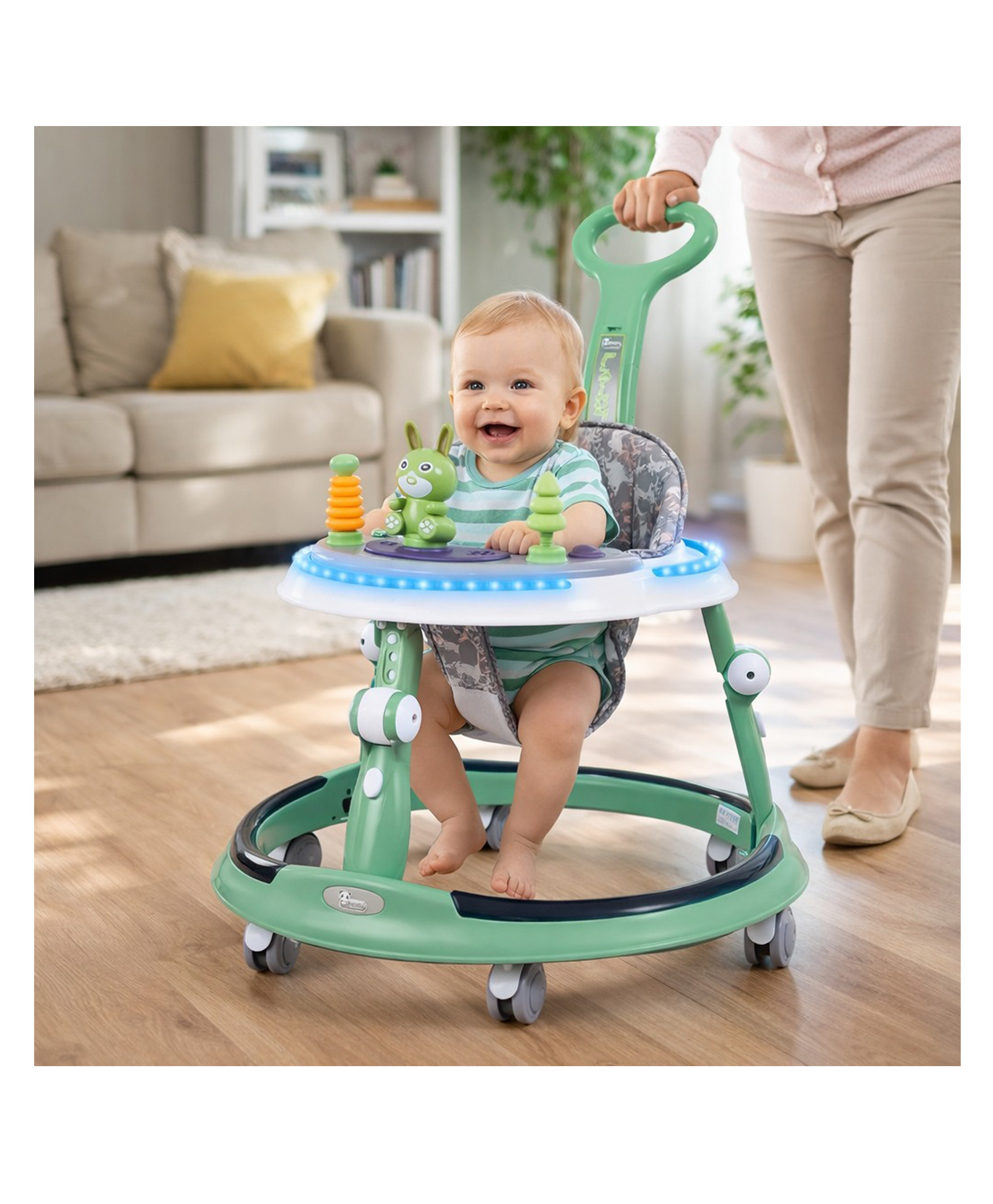 JoyRide Platinum Baby Walker 6-24 Months | Adjustment Walker for Kids Boy and Girl with Integrated RGB Lights, Switchable Food & Musical Toy Tray Activity Walker-picture-8