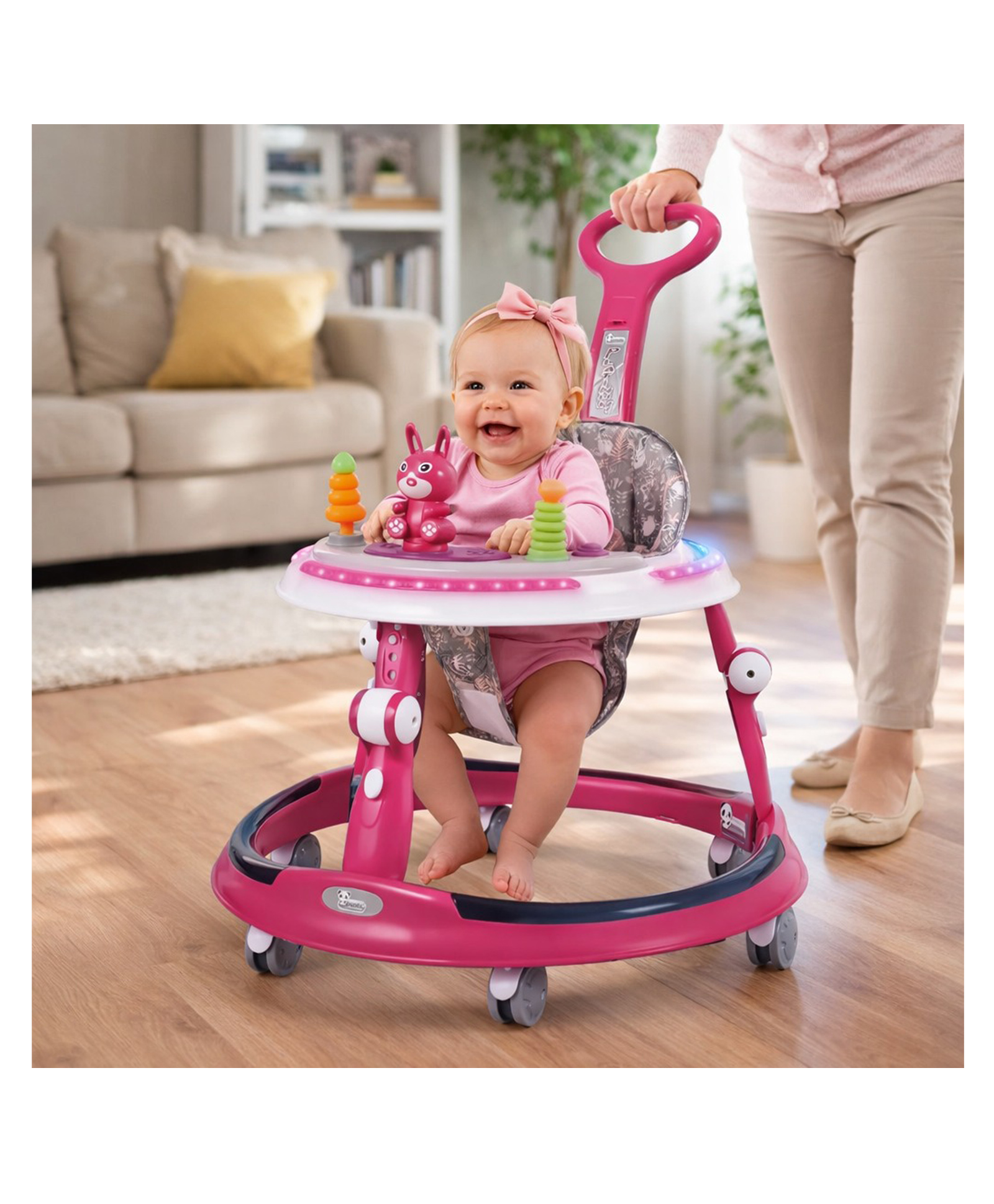 JoyRide Platinum Baby Walker 6-24 Months | Adjustment Walker for Kids Boy and Girl with Integrated RGB Lights, Switchable Food & Musical Toy Tray Activity Walker-picture-6