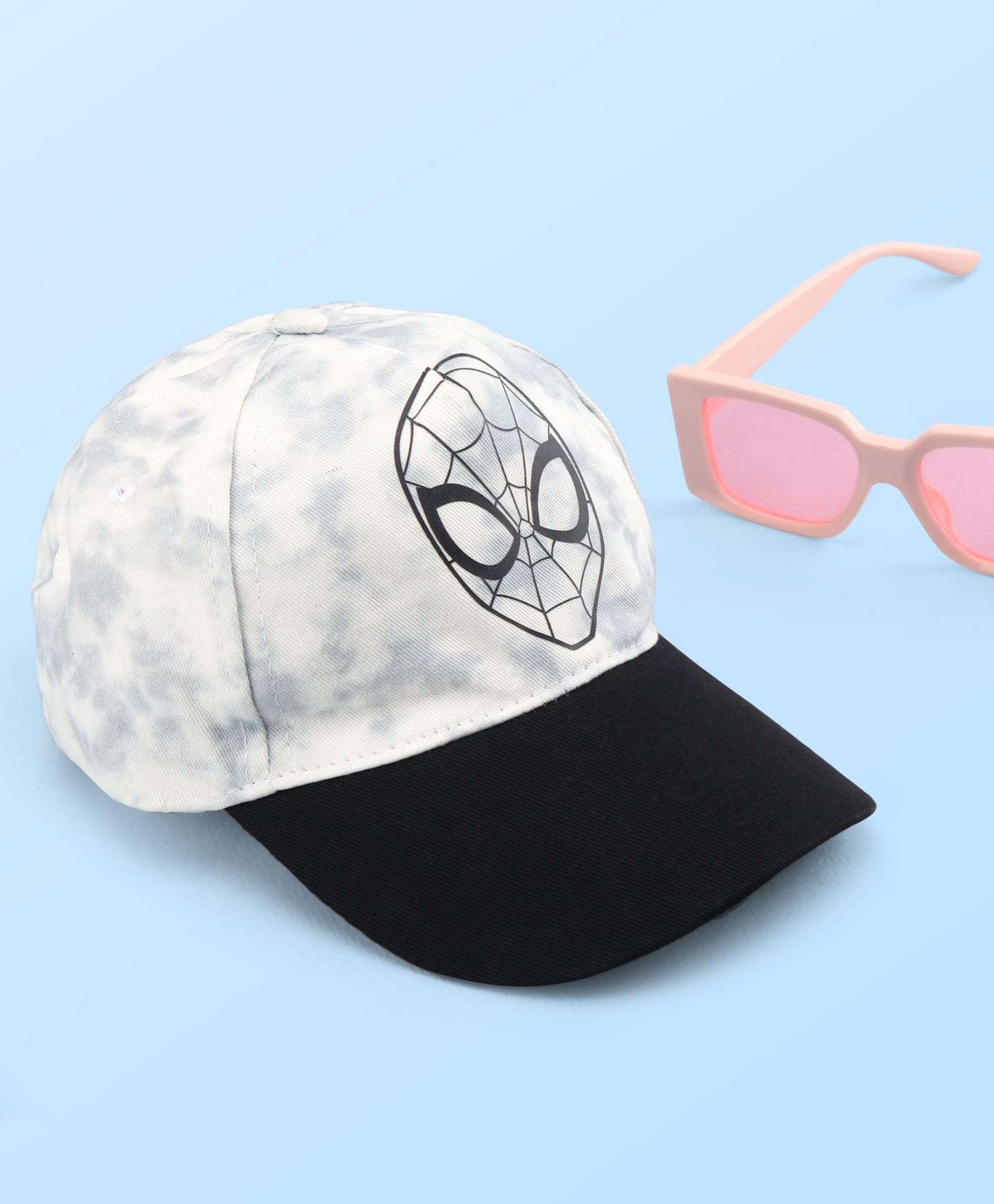 Pine Kids Marvel Cotton Woven Summer Cap With Spider-Man Graphics White - Diameter 16.5 cm