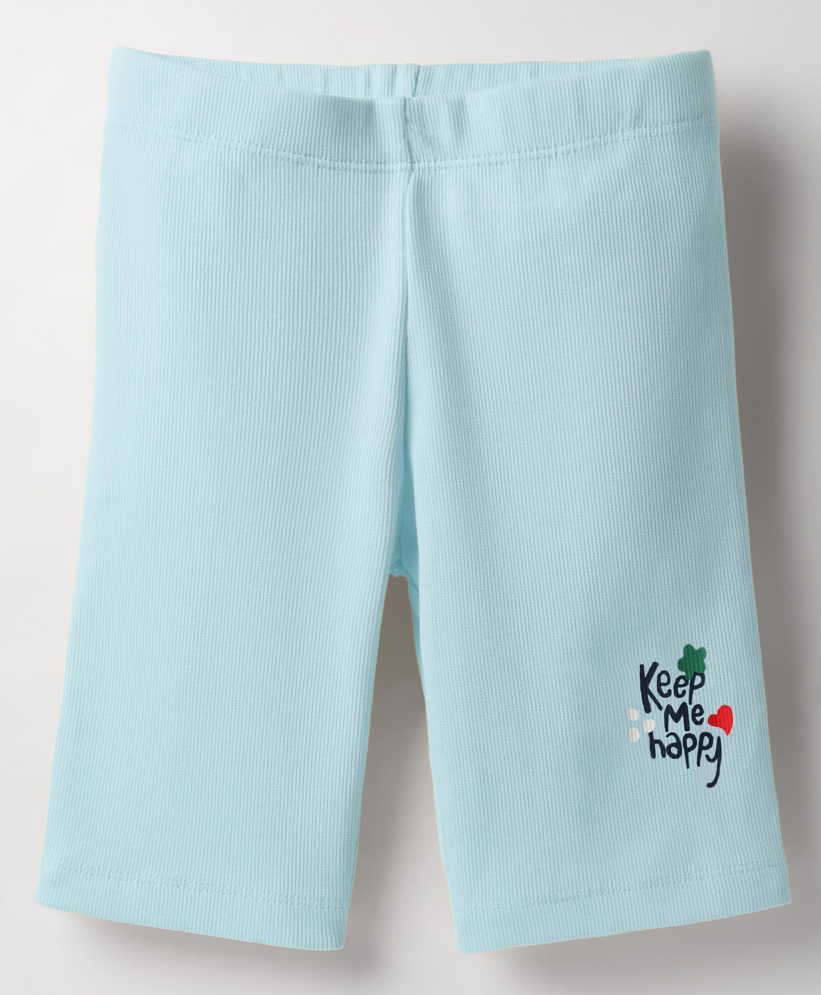 Evimo Single Jersey Knit Knee Length Shorts With Text Print - Light Blue-picture-48