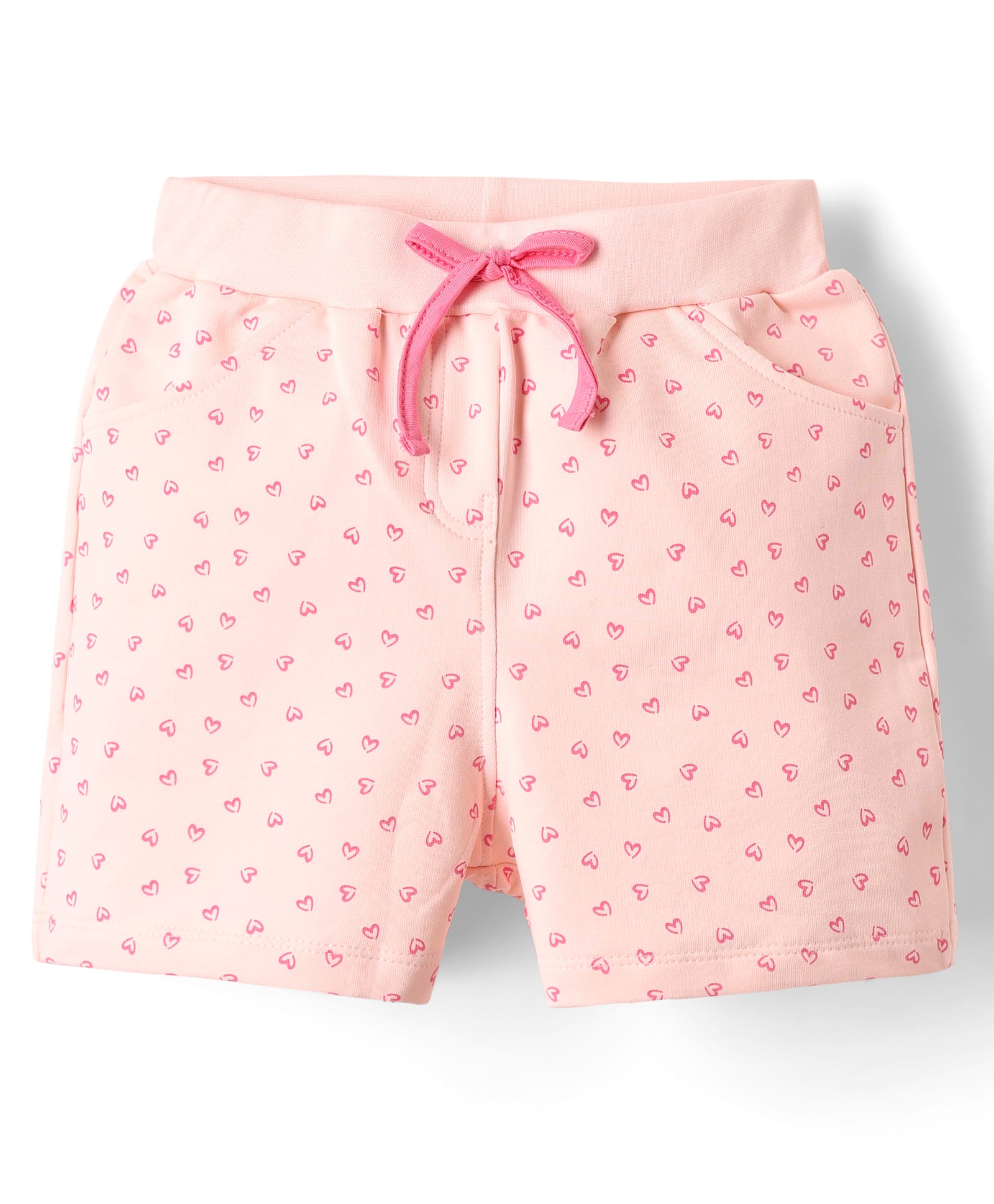 Evimo Looper Knit Knee Length Shorts With Heart Print - Pink-picture-18