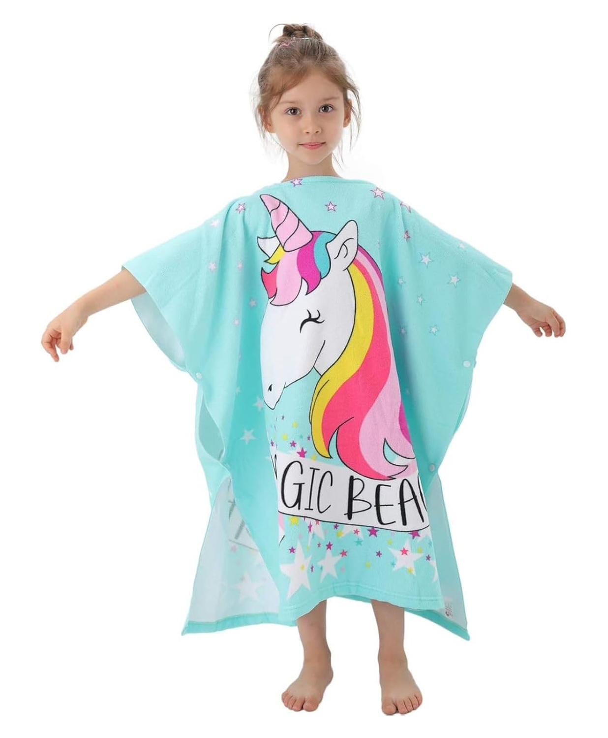 Butterthief Horse Printed Poncho Hooded Bath Towel for Kids & Toddlers - Sea green-picture-23