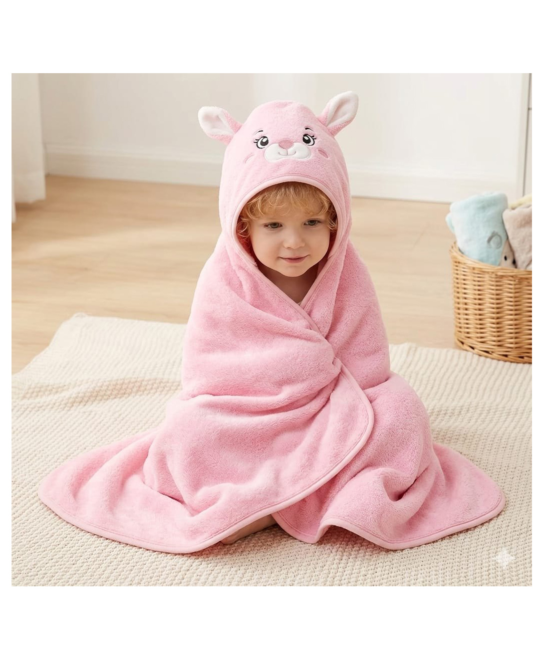 Butterthief Tiger New Born Baby Super Soft Hooded Towel - Baby Pink-picture-17