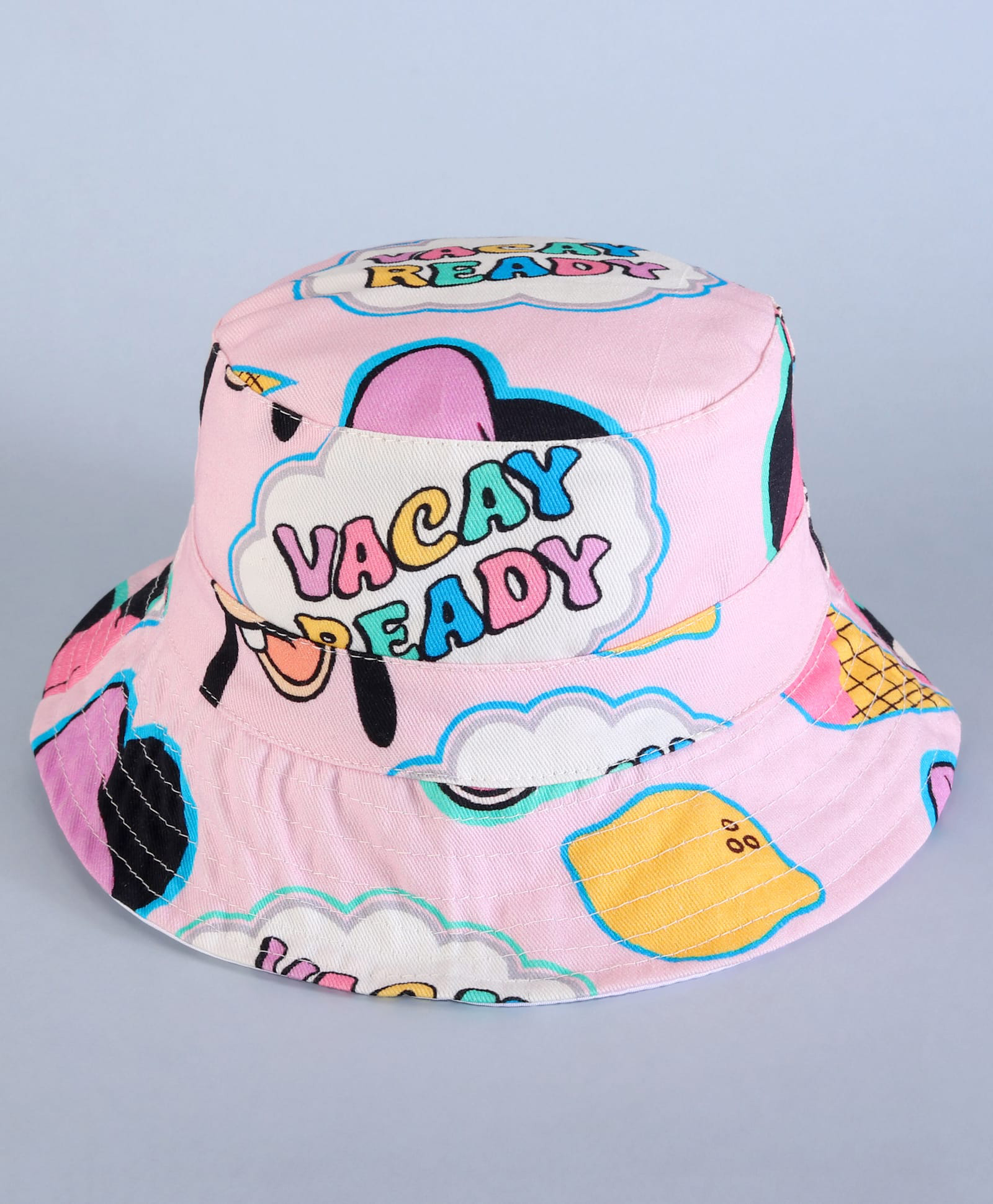 Babyhug Disney Cotton Woven Summer Cap With Minnie Mouse Family Print Pink - Diameter 19 cm