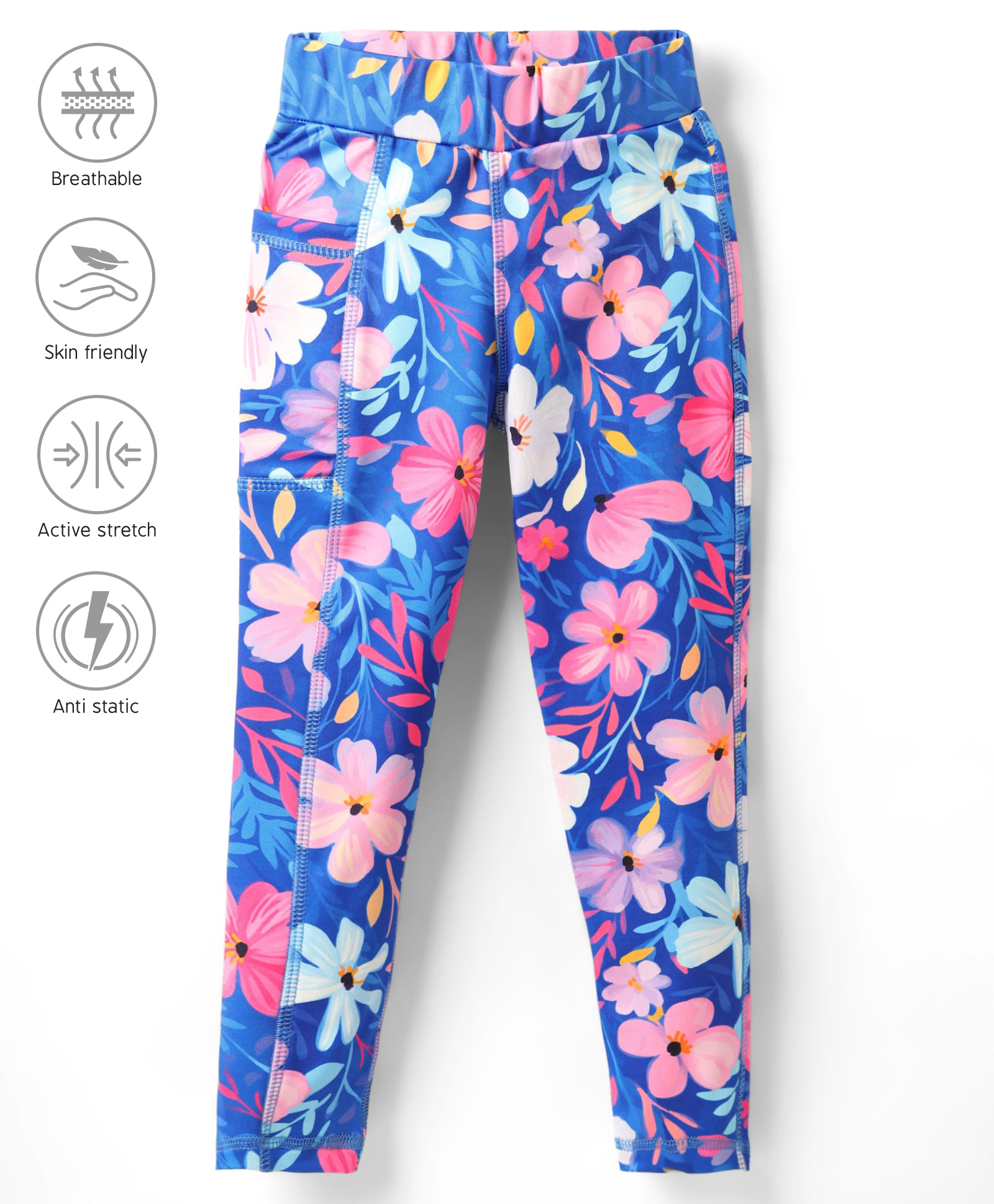 Pine Active Full Length Legging With Floral Print - Blue-picture-12