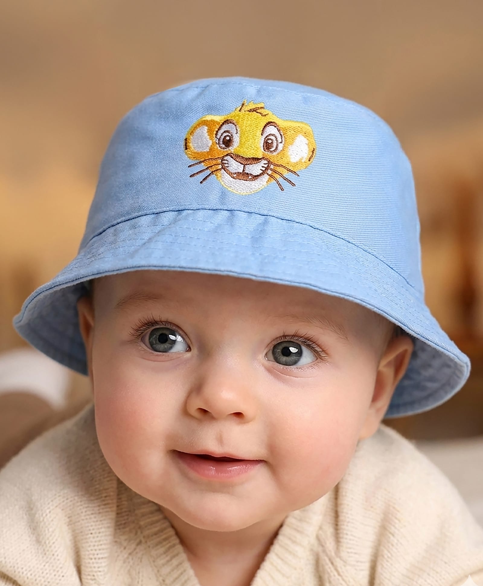 Babyoye Disney 100% Cotton Summer Cap With Lion King Embroidery Light Blue - Diameter 30 cm