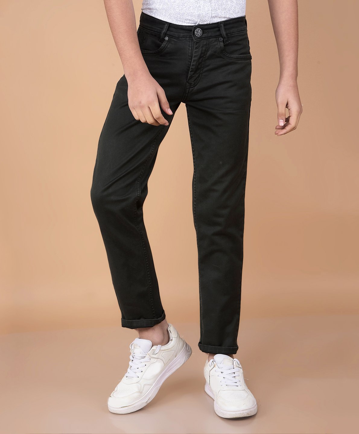 CRIMSOUNE CLUB Cotton Solid Jeans - Olive Green-picture-43