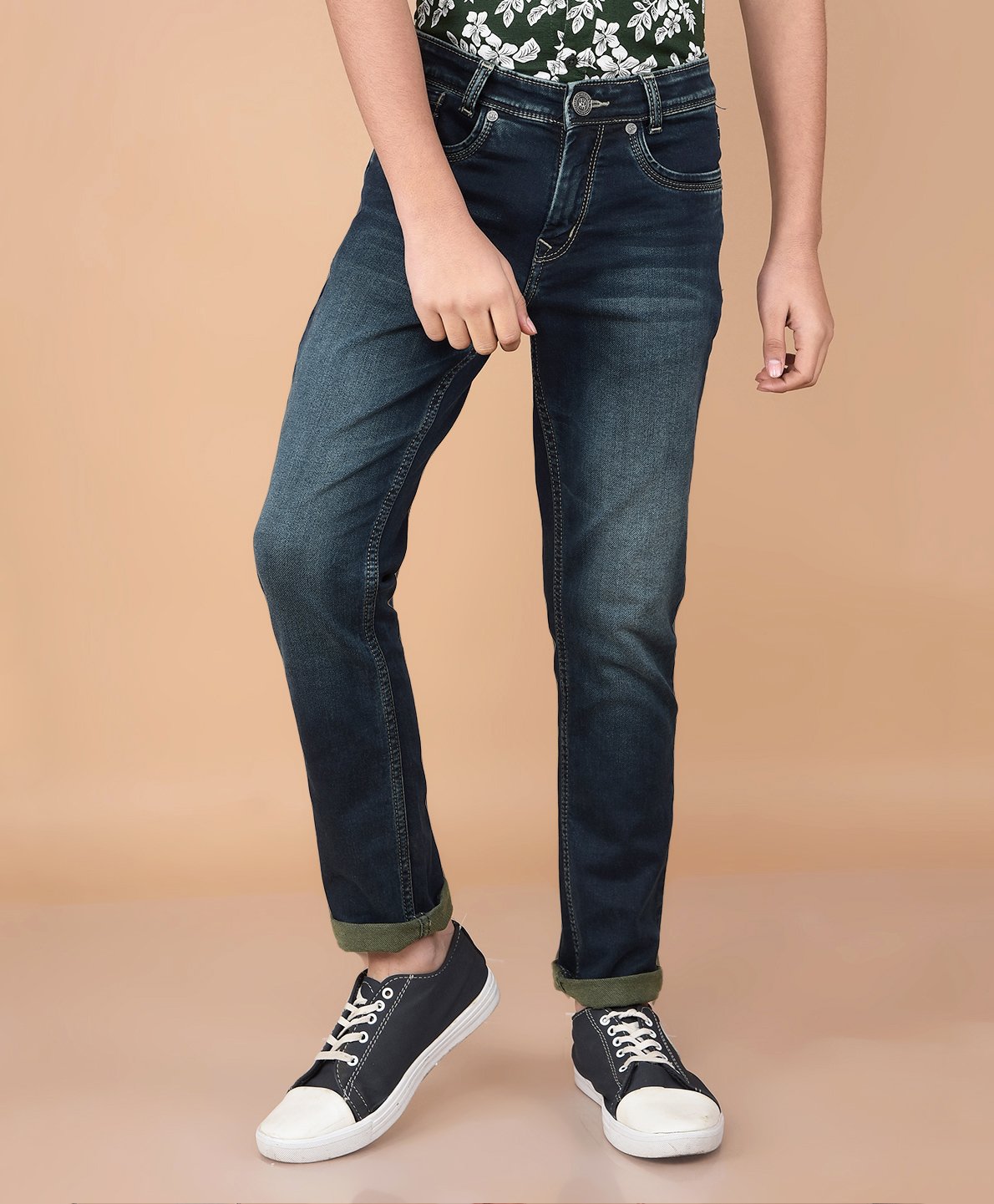 CRIMSOUNE CLUB Cotton Denim Mild Washed Jeans - Blue-picture-36