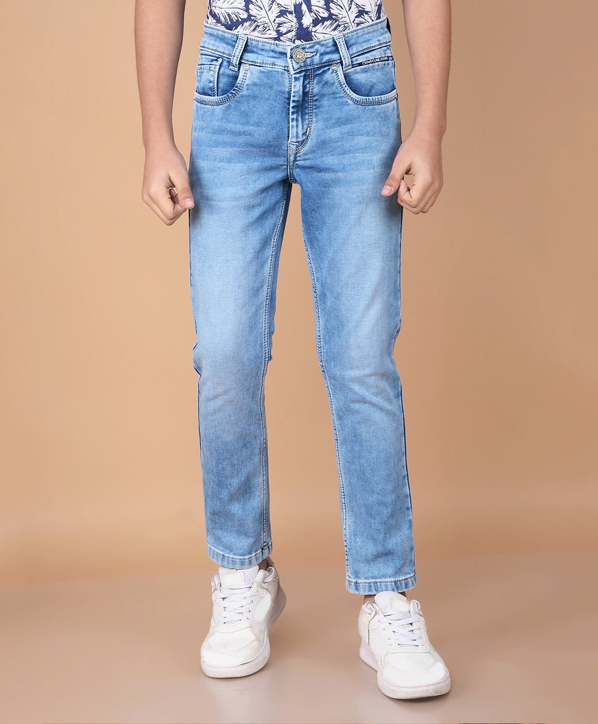 CRIMSOUNE CLUB Cotton Denim Mild Washed Jeans - Blue-picture-26