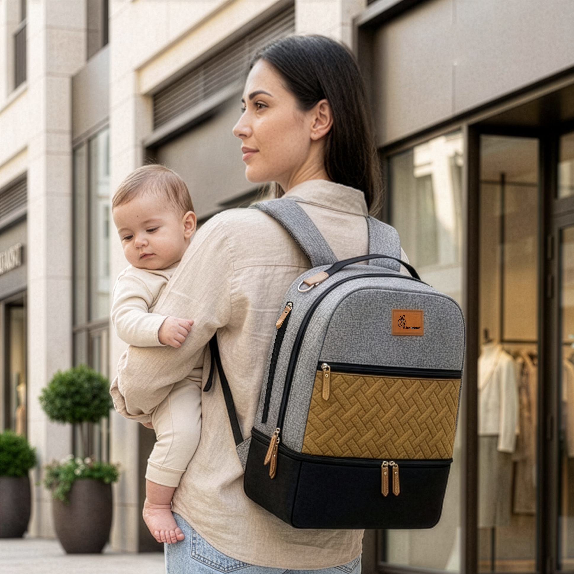 R for Rabbit Caramello Truffle Diaper Bags for Mother, Multipurpose & Large Capacity Stylish Maternity Diaper Backpack for Mom (Black Mustard)-picture-21