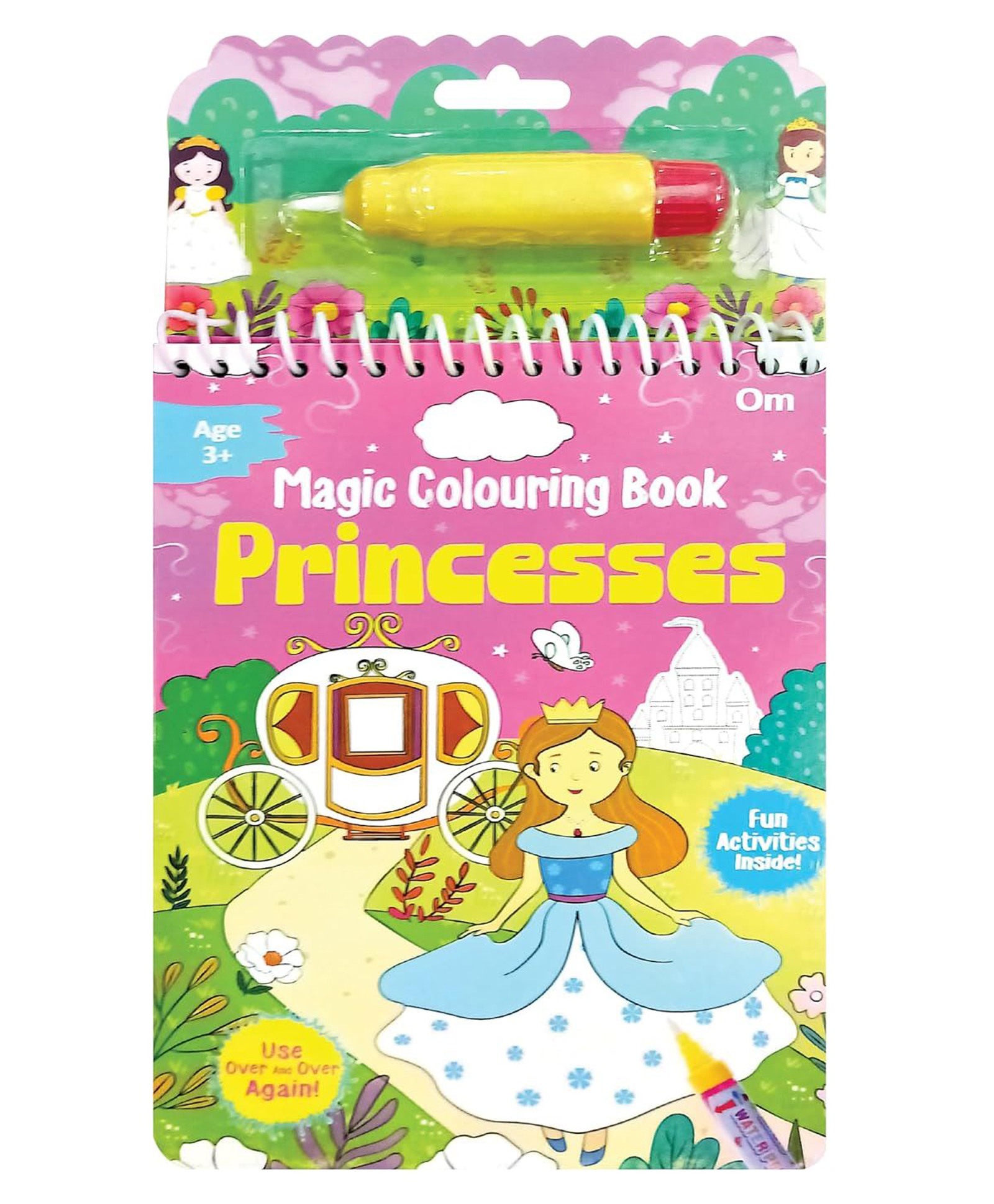 Magic Colouring Book Princesses - Easy to Hold Water Pen | Colouring Fun Activities | Wonderful Gift | Water Colouring Book | Age 3+ | 1 Refillable Water Pen [Board book] Om Books International-picture-27