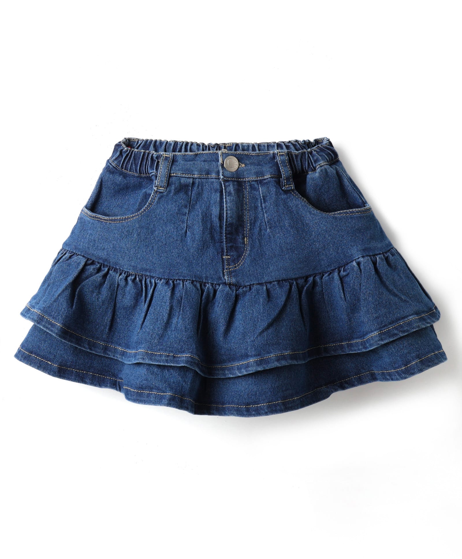 Babyhug Denim Mid Thigh Washed Skirt - Navy Blue-picture-25