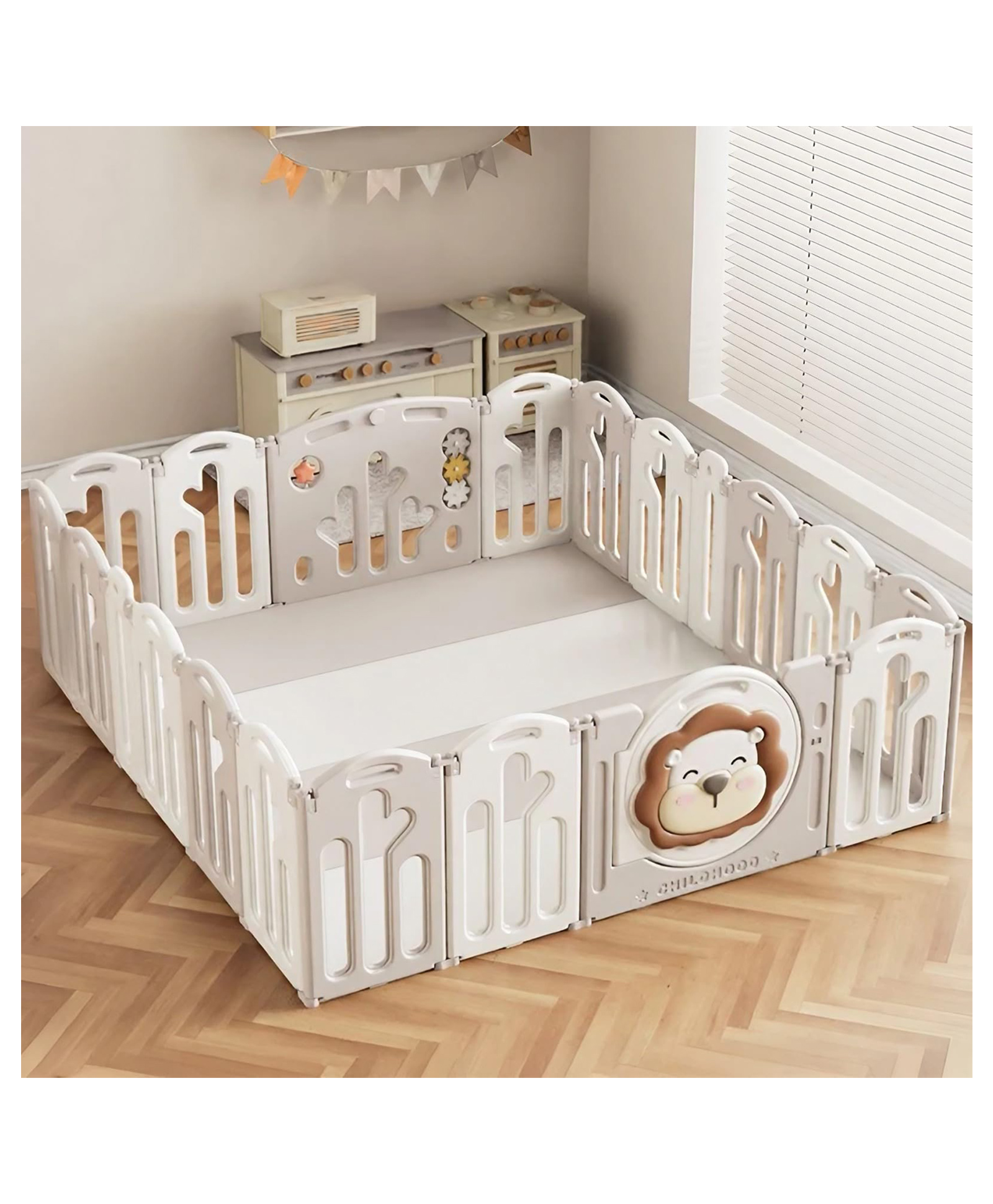 Baybee Lion Kids Playpen for Babies | Foldable Indoor & Outdoor Baby Play Area with Safety Lock & Double Knob | 20-Panel Activity Play Yard for Toddlers-image-37