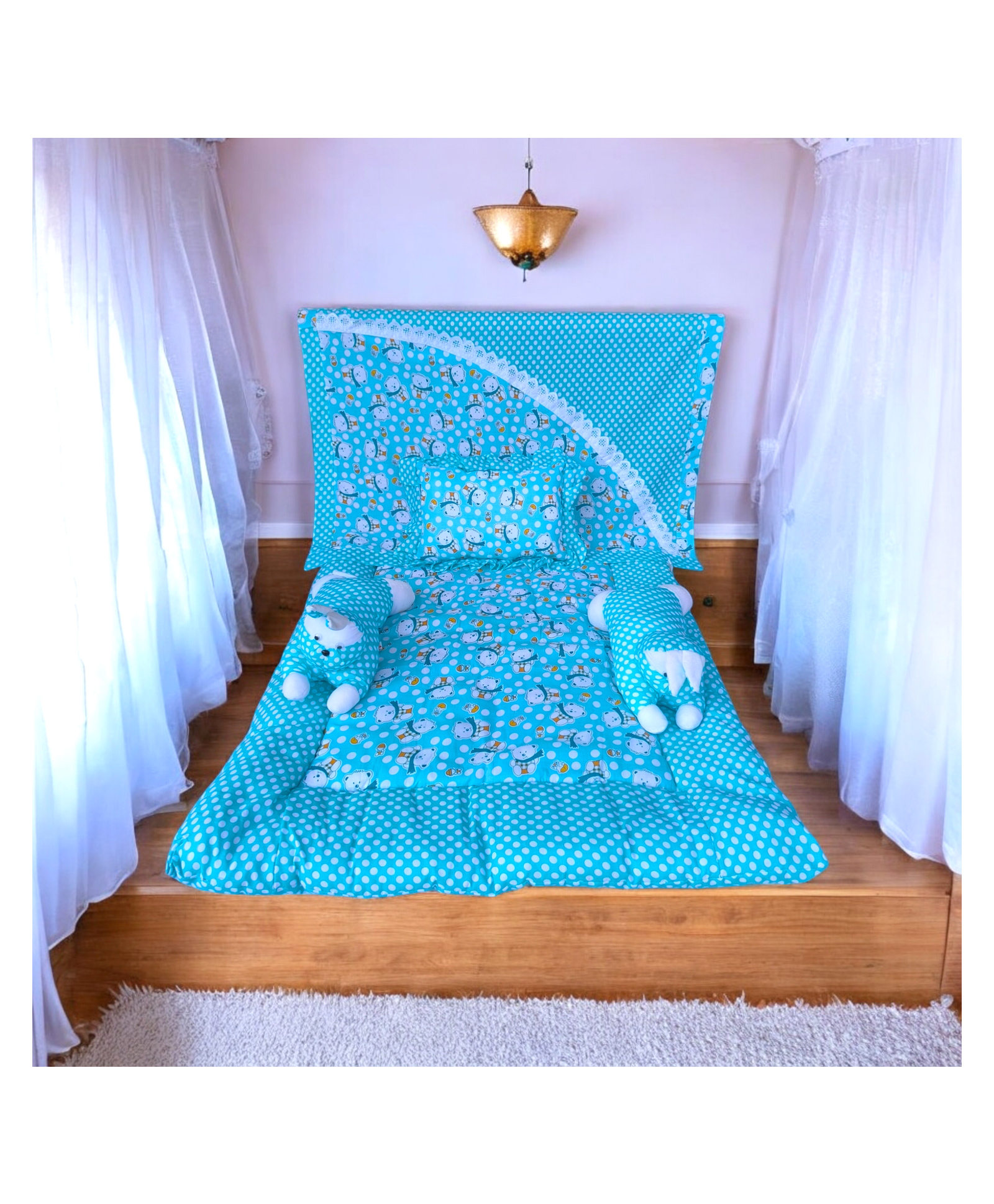 Safe n Cute Supersoft Cotton Rabbit Sleeping Bedding Sheet Set for 0-36 Months-green-picture-30
