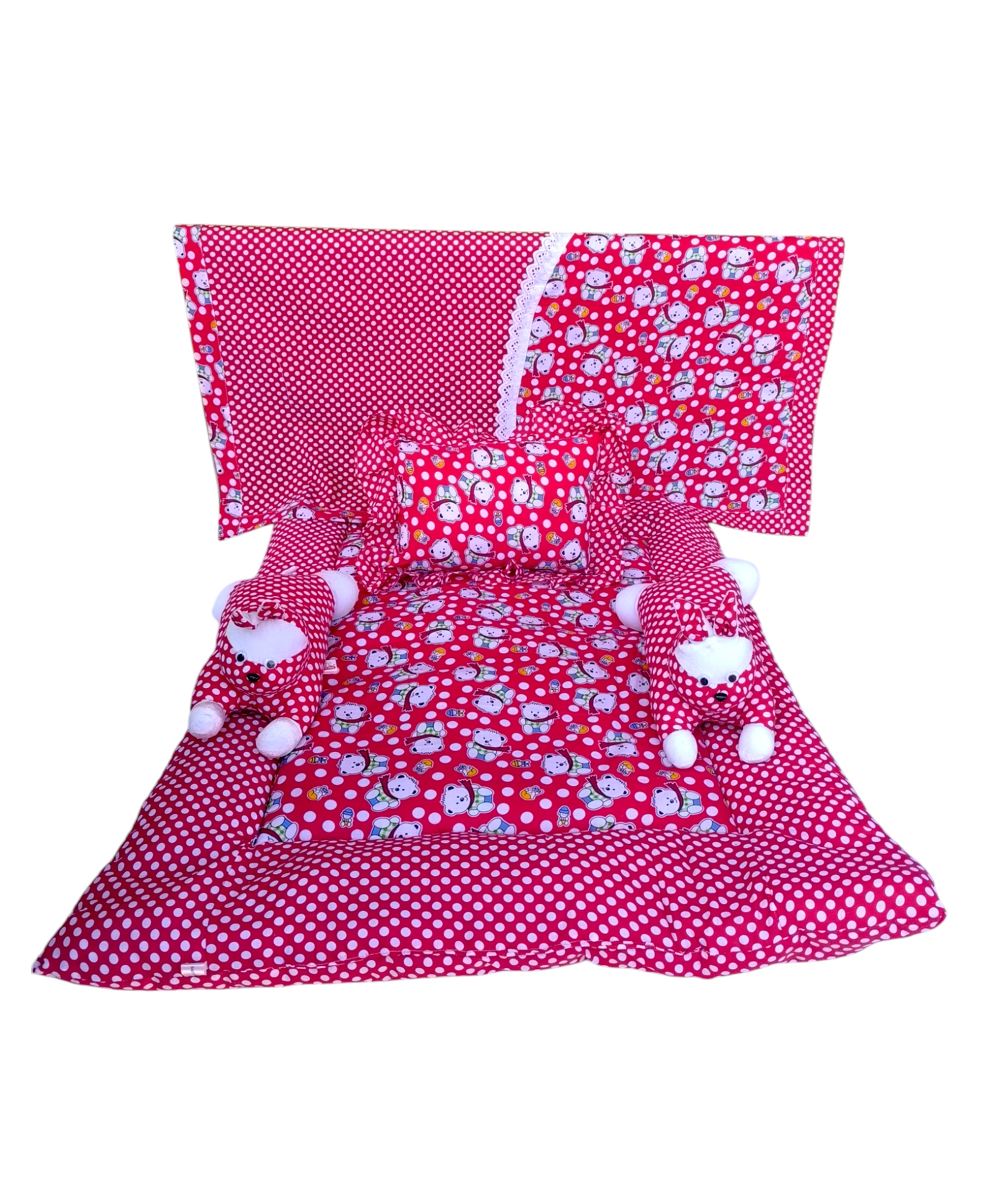 Safe n Cute Supersoft Cotton Rabbit Sleeping Bedding Sheet Set for 0-36 Months-red-picture-31