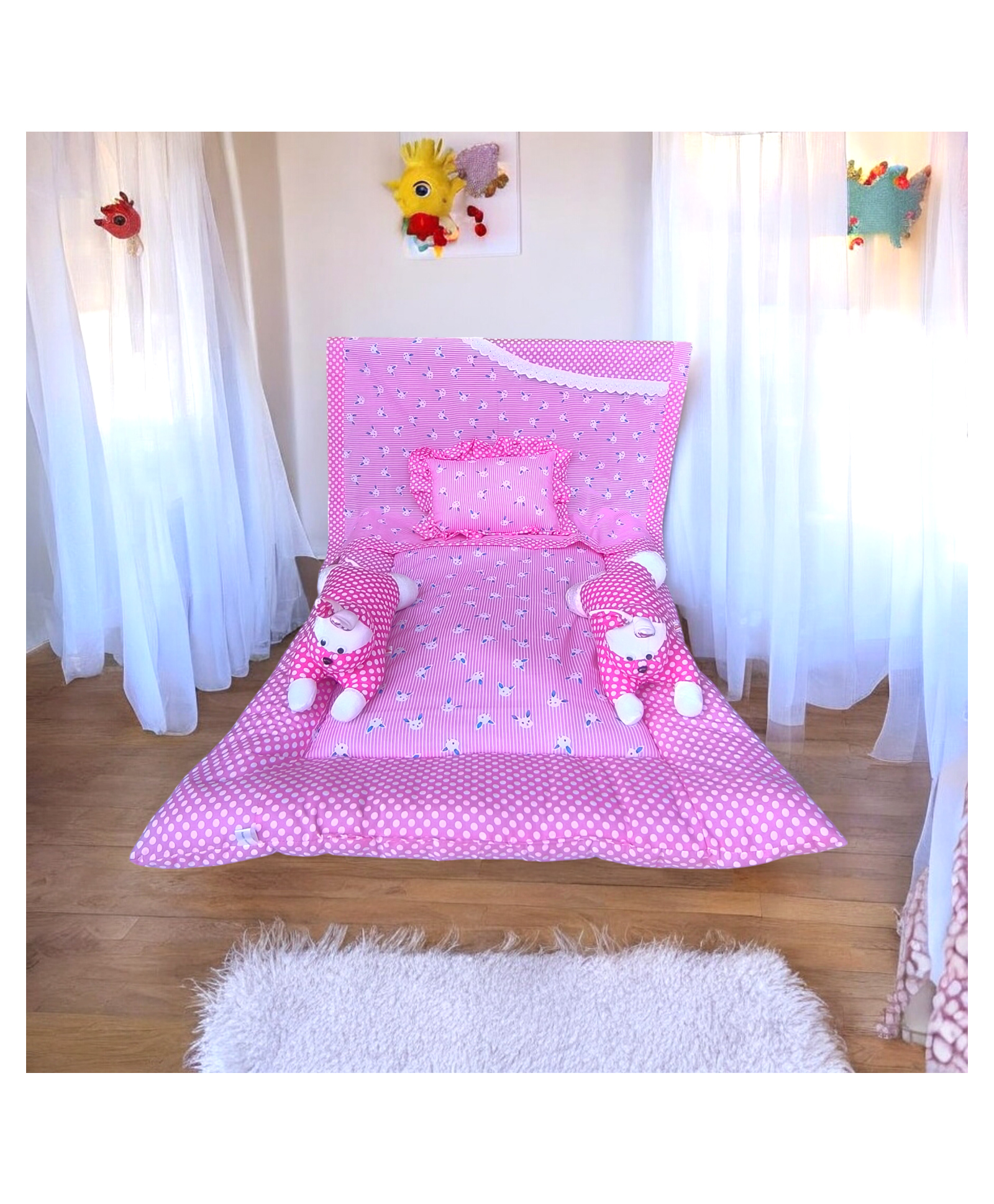 Safe n Cute Supersoft Cotton Rabbit Sleeping Bedding Sheet Set for 0-36 Months-pink-picture-29