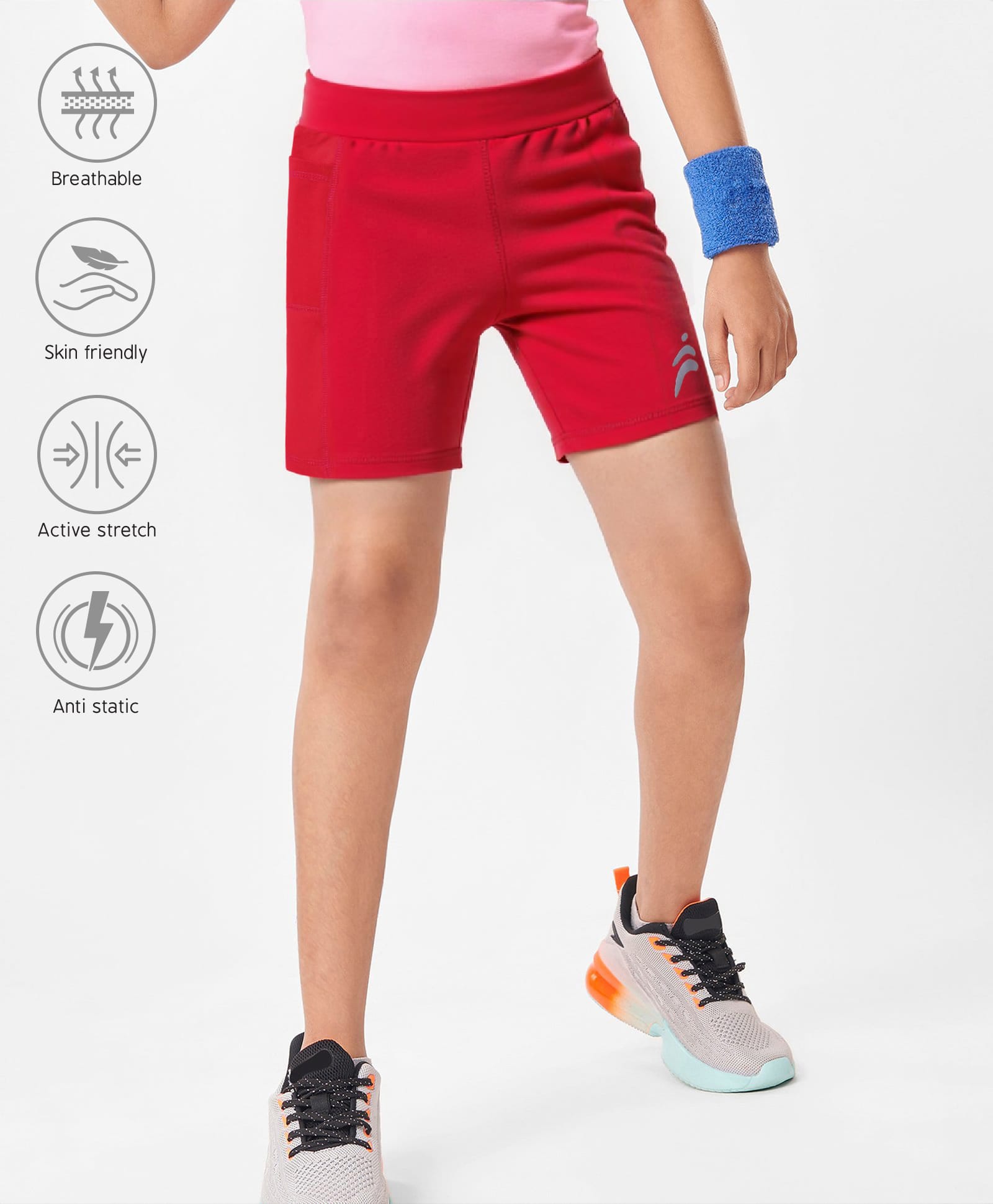 Pine Active Knit knee Length Super Stretch Solid Cycling Shorts - Red-image-13