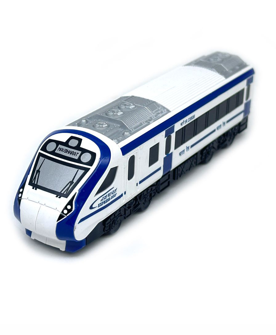Centy Nav Bharat Blue Express Pull Back Toy Train - White & Blue-picture-23