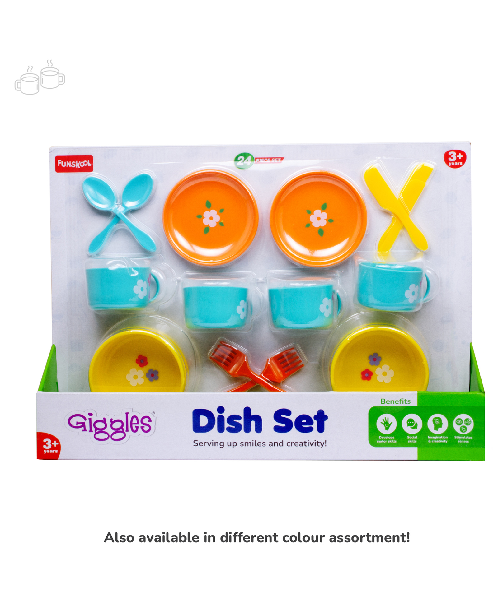 Funskool Giggles Colourful Pretend & Play Role Play Cooking Dish 24 Piece Set Preschool Toy - Multicolor-picture-1