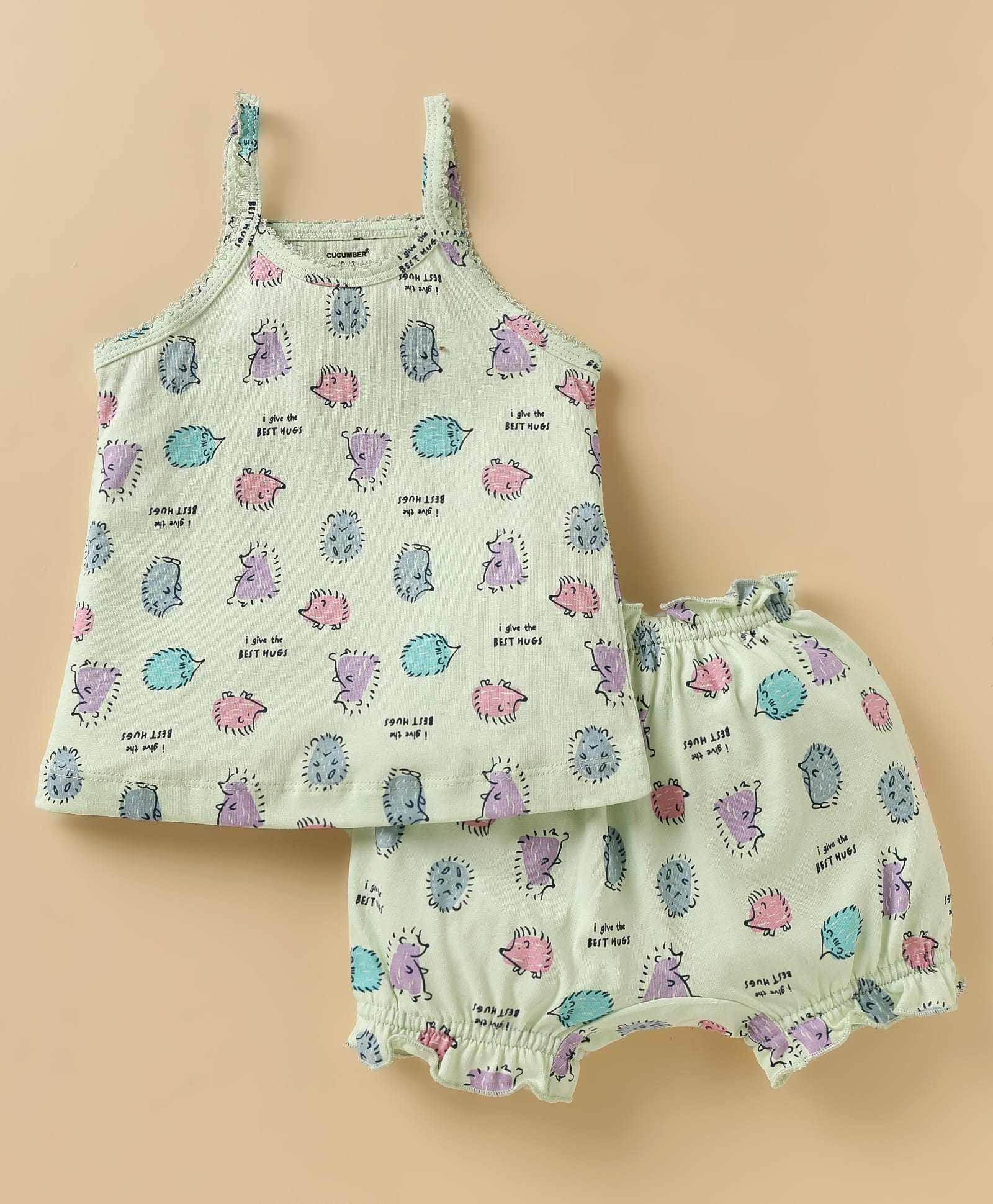 CUCUMBER Sinker Knit Sleeveless Animal Printed Innerwear Set - Light Green-image-20
