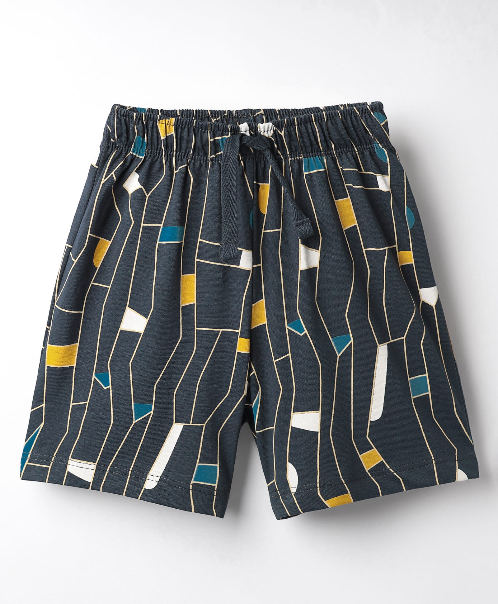 CUCUMBER Sinker Knit Above Knee Length Shorts With Abstract Print - Navy Blue-picture-34