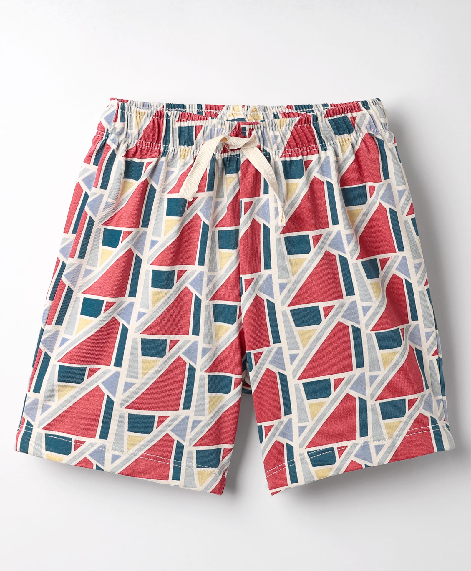 CUCUMBER Sinker Knit Above Knee Length Short With Abstract Print - Red-picture-11