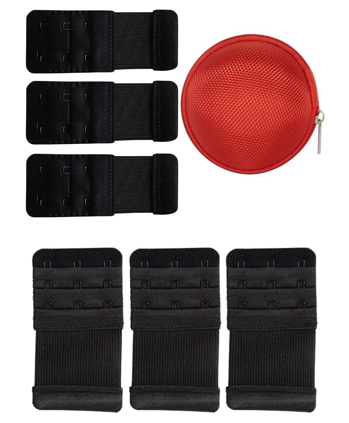 Fabme Pack Of 6 Solid Bra Extender Hooks With Pouch - Black-picture-17