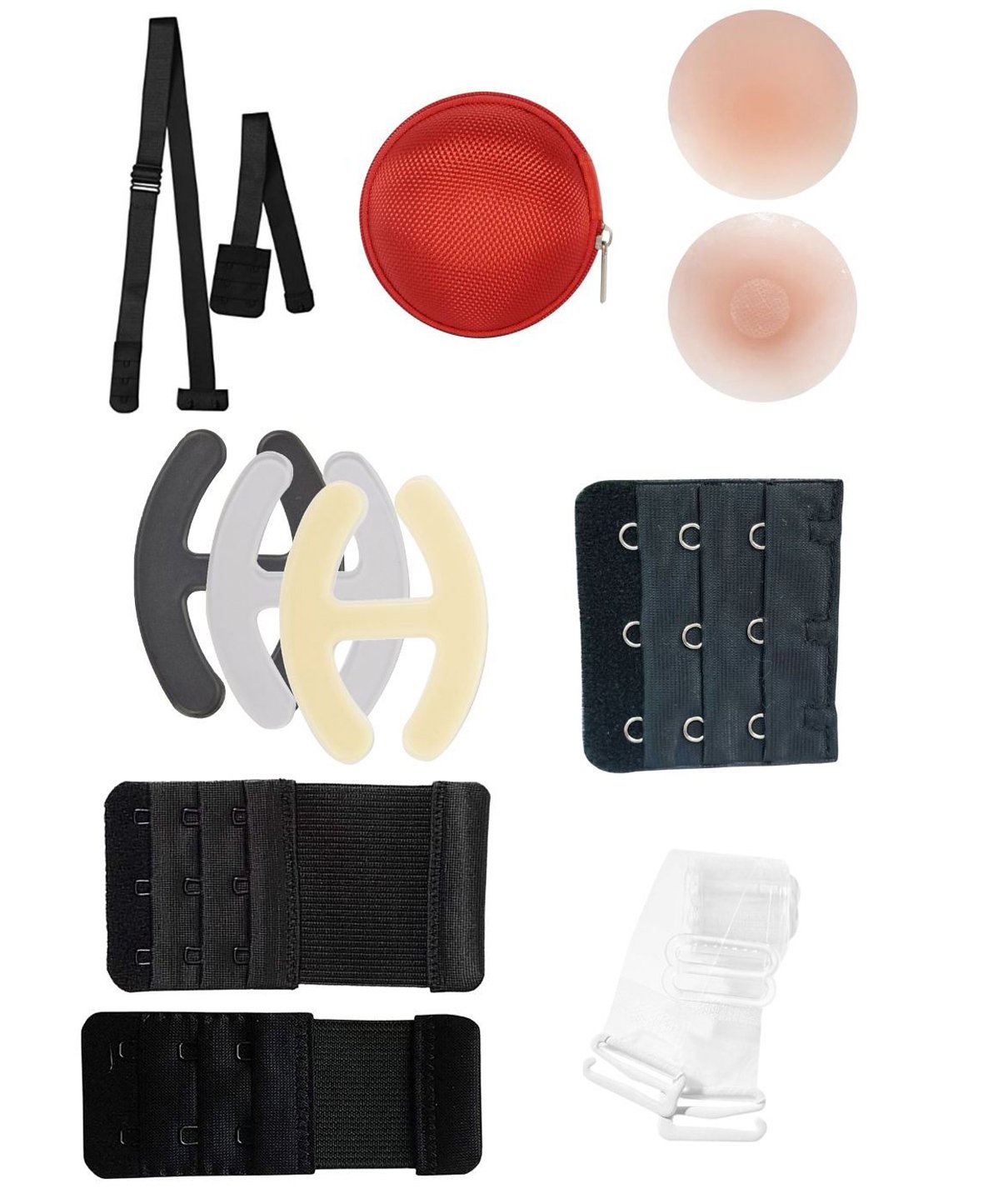 Fabme Pack Of 9 Solid Solid Bra Extender Hooks - Black-picture-20