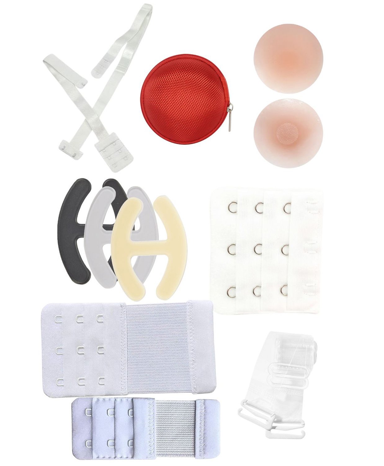 Fabme Pack Of 9 Solid Solid Bra Extender Hooks - White-picture-12