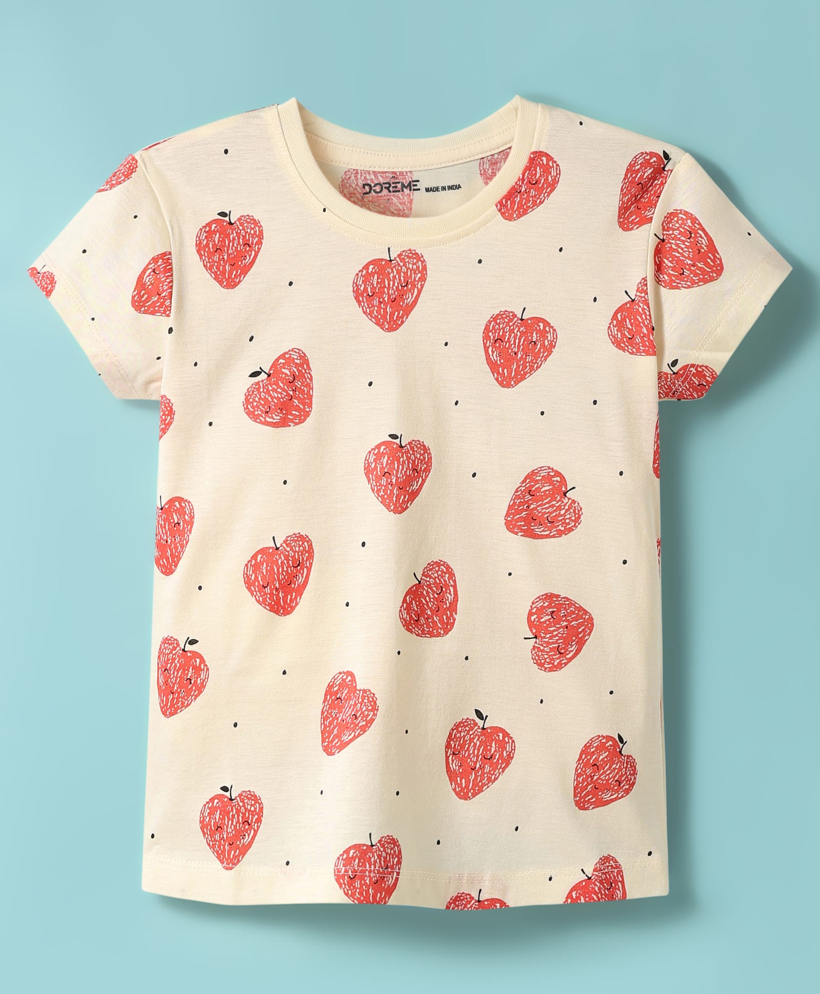Doreme Single Jersey Knit Half Sleeves T-Shirt With Fruit Print - Ivory-image-24