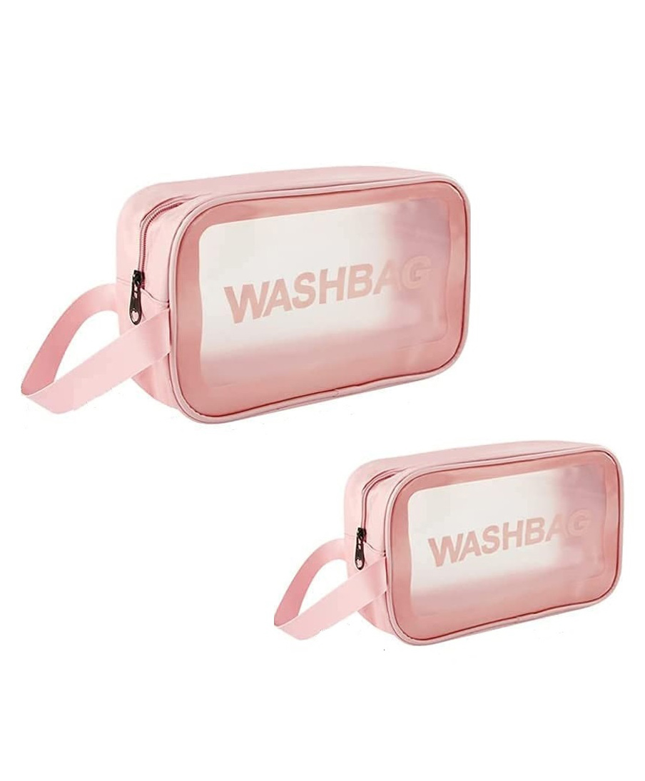 inpout Pack of 2 Clear Pouch SetWaterproof Toiletry Storage Kit (Color may vary)-picture-22