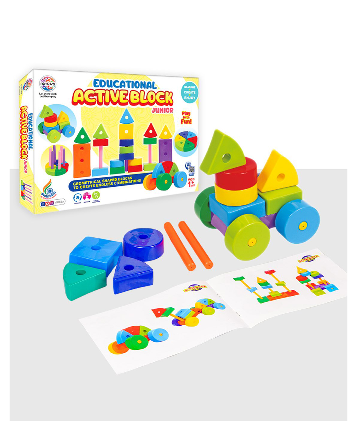 Ratnas Active Blocks Junior Play Set - 26 Pieces (Color May Vary)