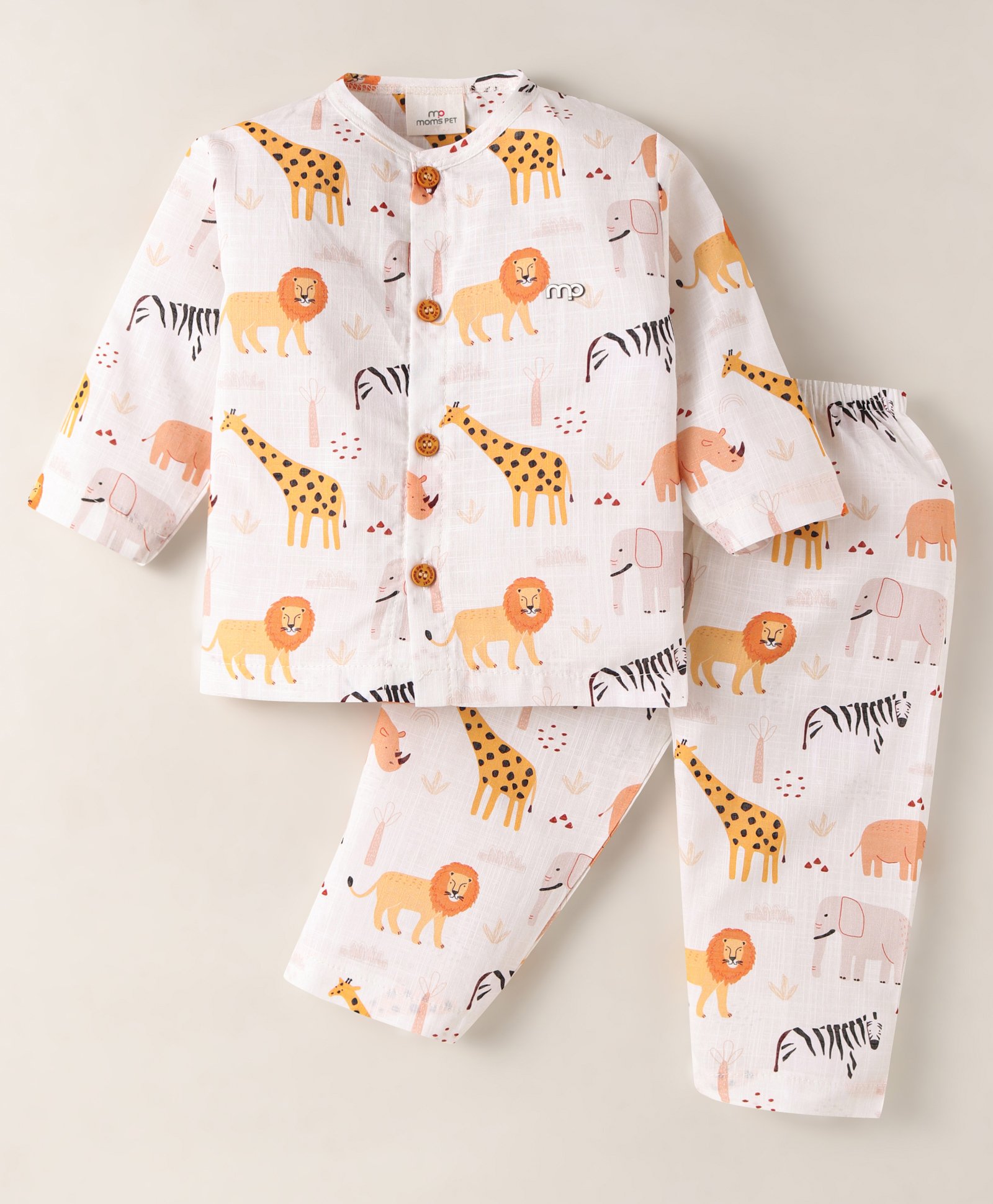 Mom's pet Cotton Blend Knit Full Sleeves Animals Printed Coordinating Night Suit Set - Yellow-image-24