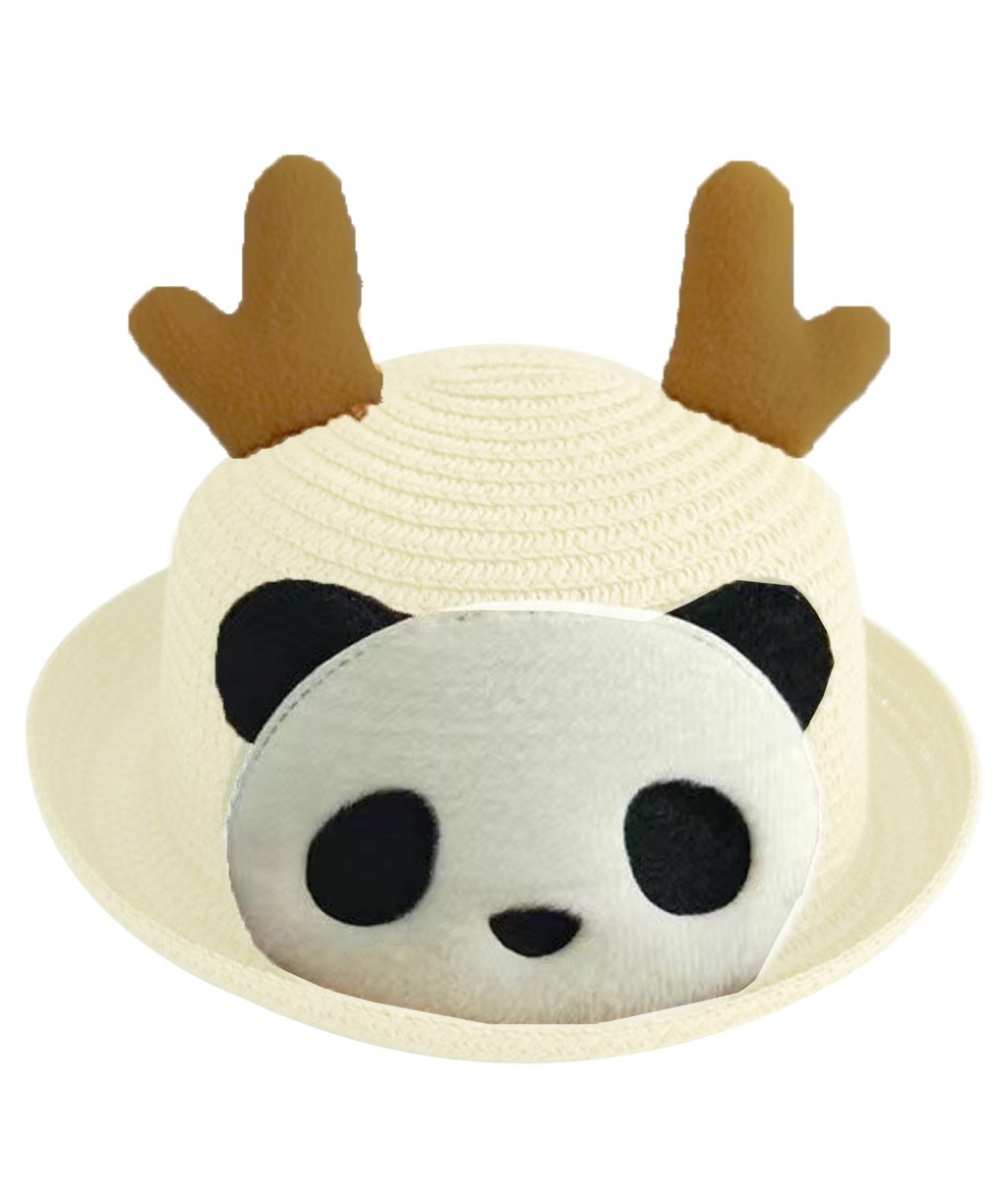 Babymoon Panda Patch & Horns Applique Detailed Cap With String - White-image-47