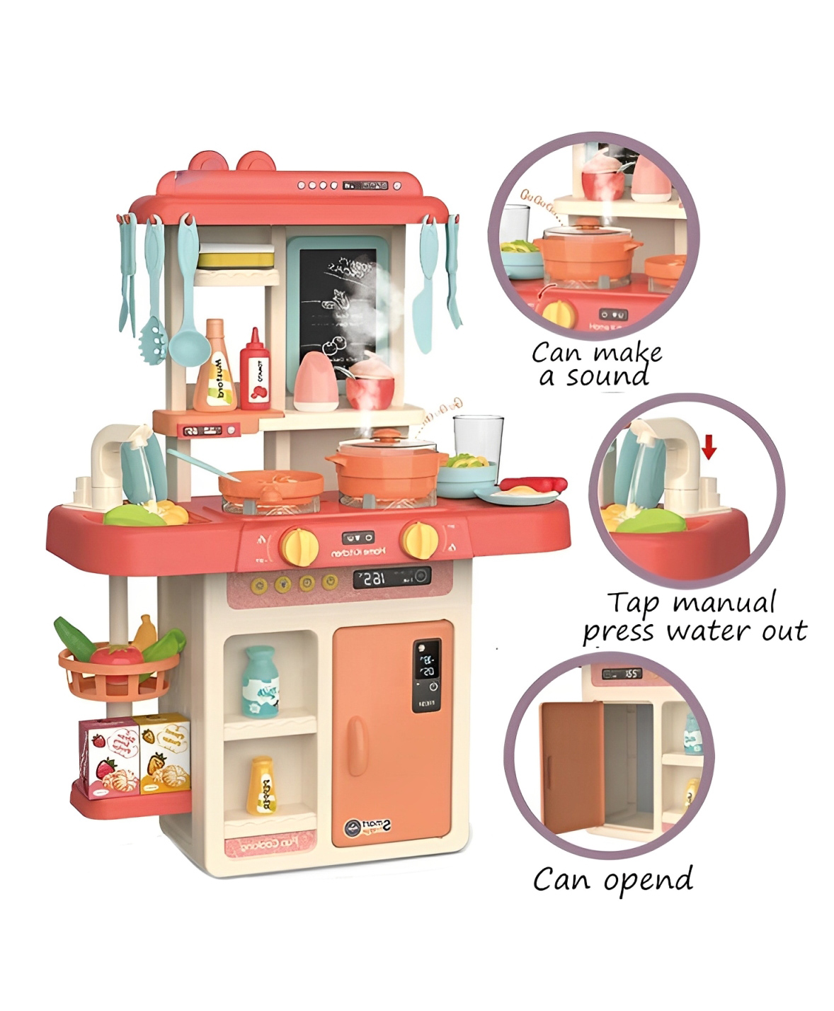 ADKD Toy Kitchen Sets, Simulated Spray Kitchen Toys, Kids Kitchen Pretend Play Set,Play Cooking Set with 42 Pis accessories- Multicolor