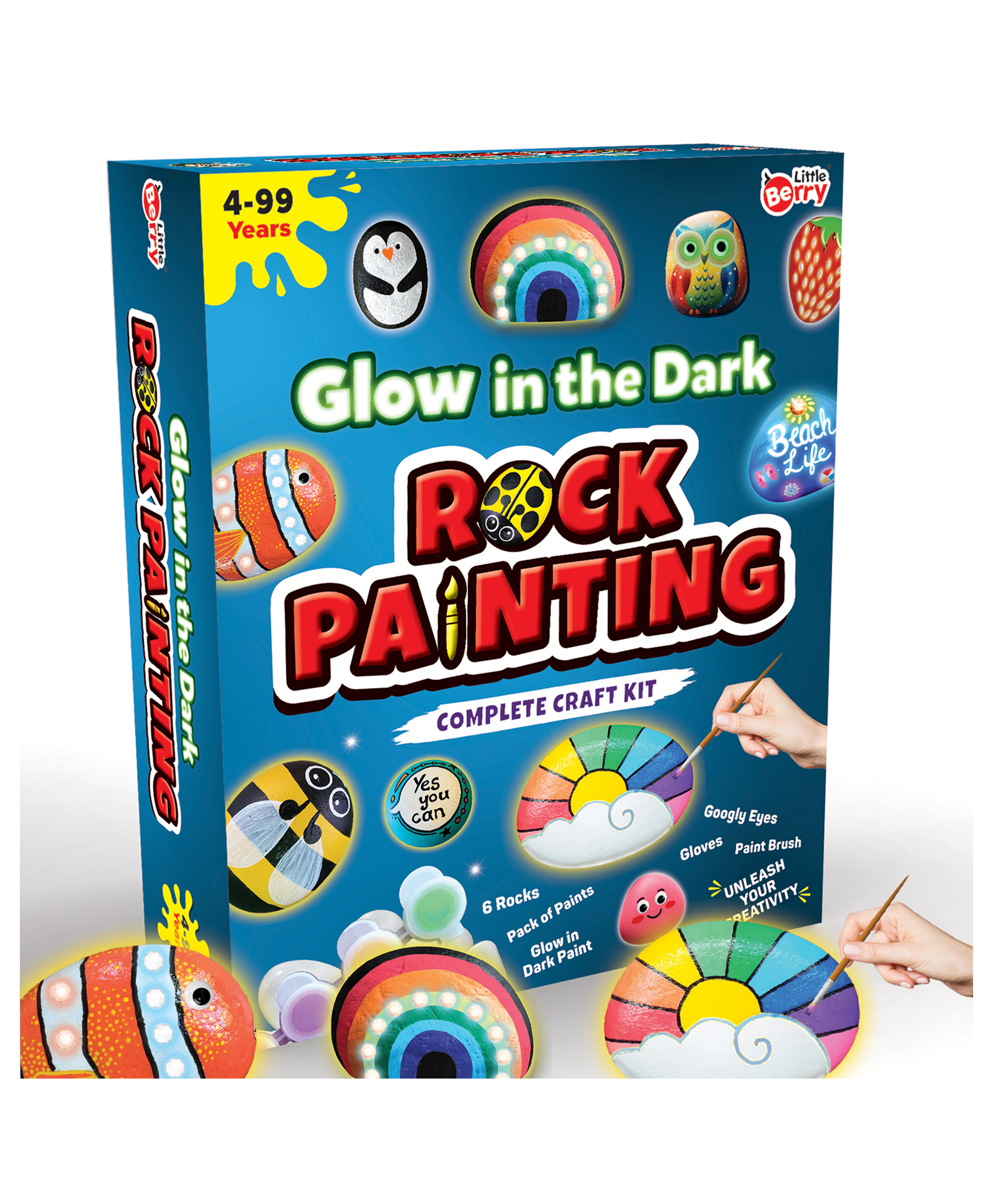 Little Berry Rock Painting Kit (Glow in Dark) - Art & Craft Activity for Girls & Boys, DIY Craft Kits & Supplies, Gifts for Kids
