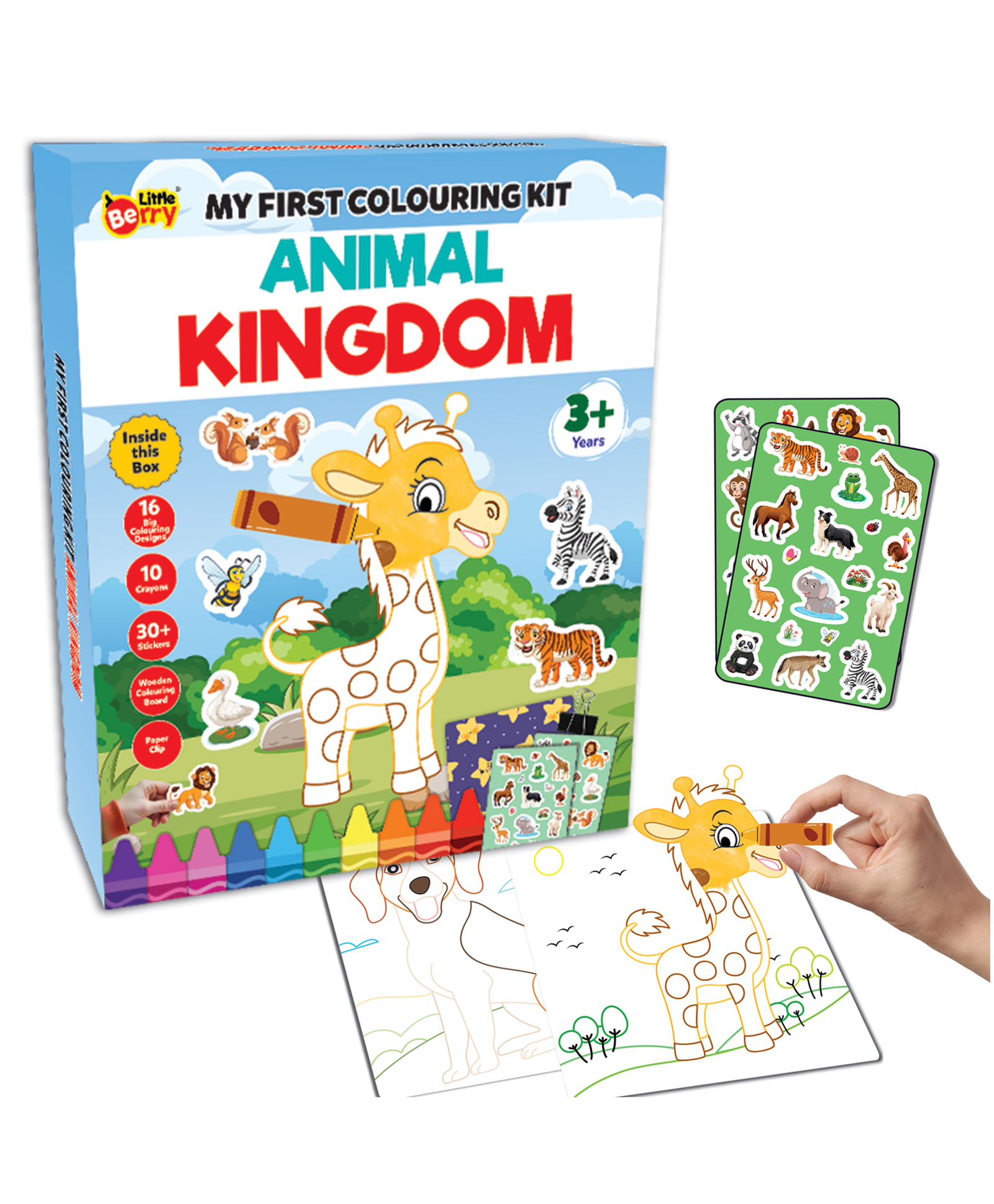 Little Berry My First Colouring Kit for Kids - Animal Kingdom | Colouring Set with Crayons & Stickers (Multicolour)-image-30