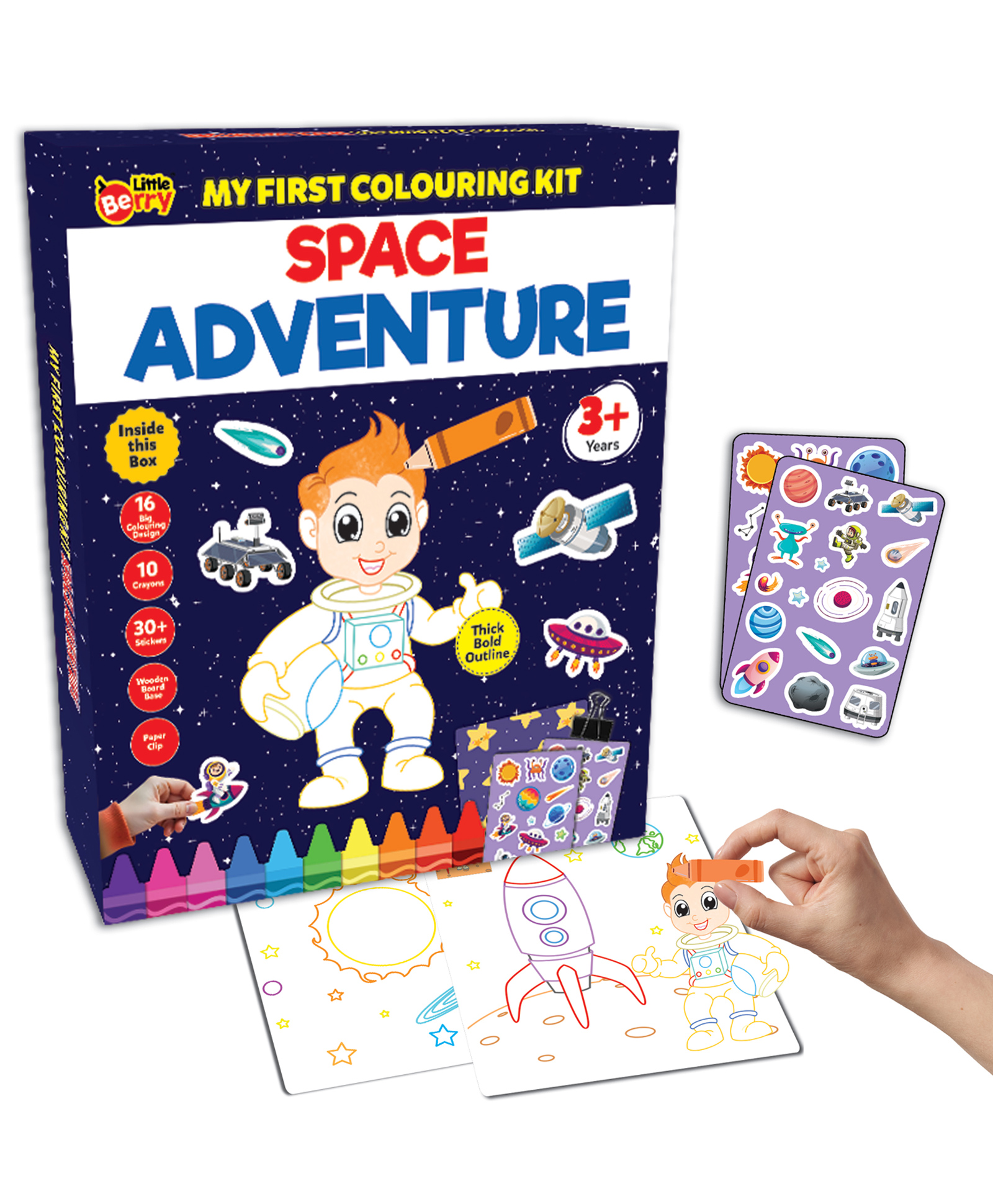 Little Berry My First Colouring Kit for Kids - Space Adventure | Colouring Set with Crayons & Stickers (Multicolour)-image-10