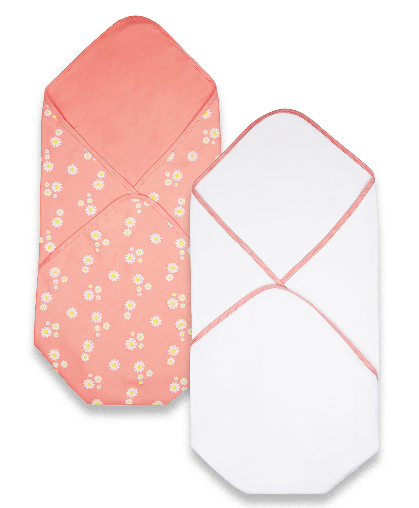 My Milestones 100% Cotton Interlock Baby Wrappers With Floral Print Pack of 2 - Red-picture-31