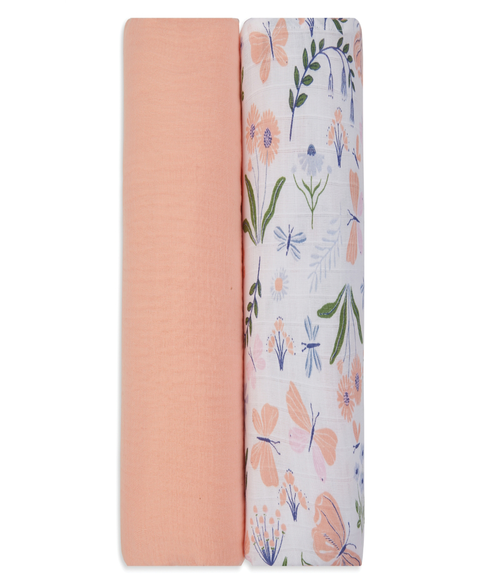 My Milestones 3 in 1 Muslin Swaddle Wrapper With Butterfly Print Pack of 2 L 104 x B 104 cm - Peach-picture-43
